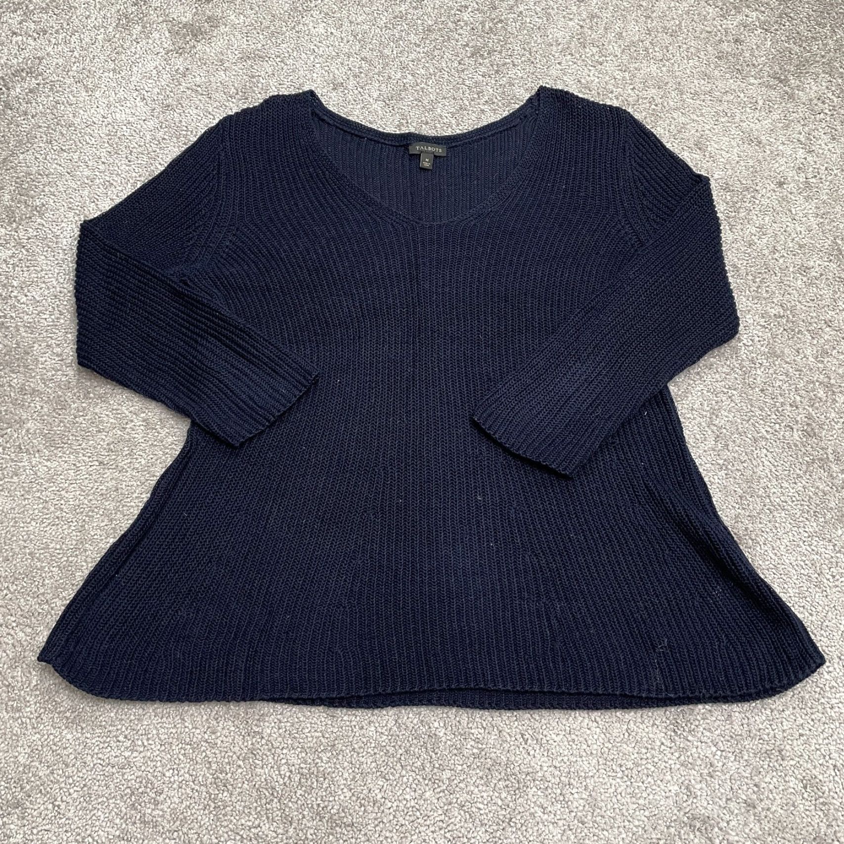 Talbots Talbots Pullover Sweater Womens Medium Navy Blue V-Neck 100% Cotton Casual Knit Size M / US 6-8 / IT 42-44 - 2 Thumbnail