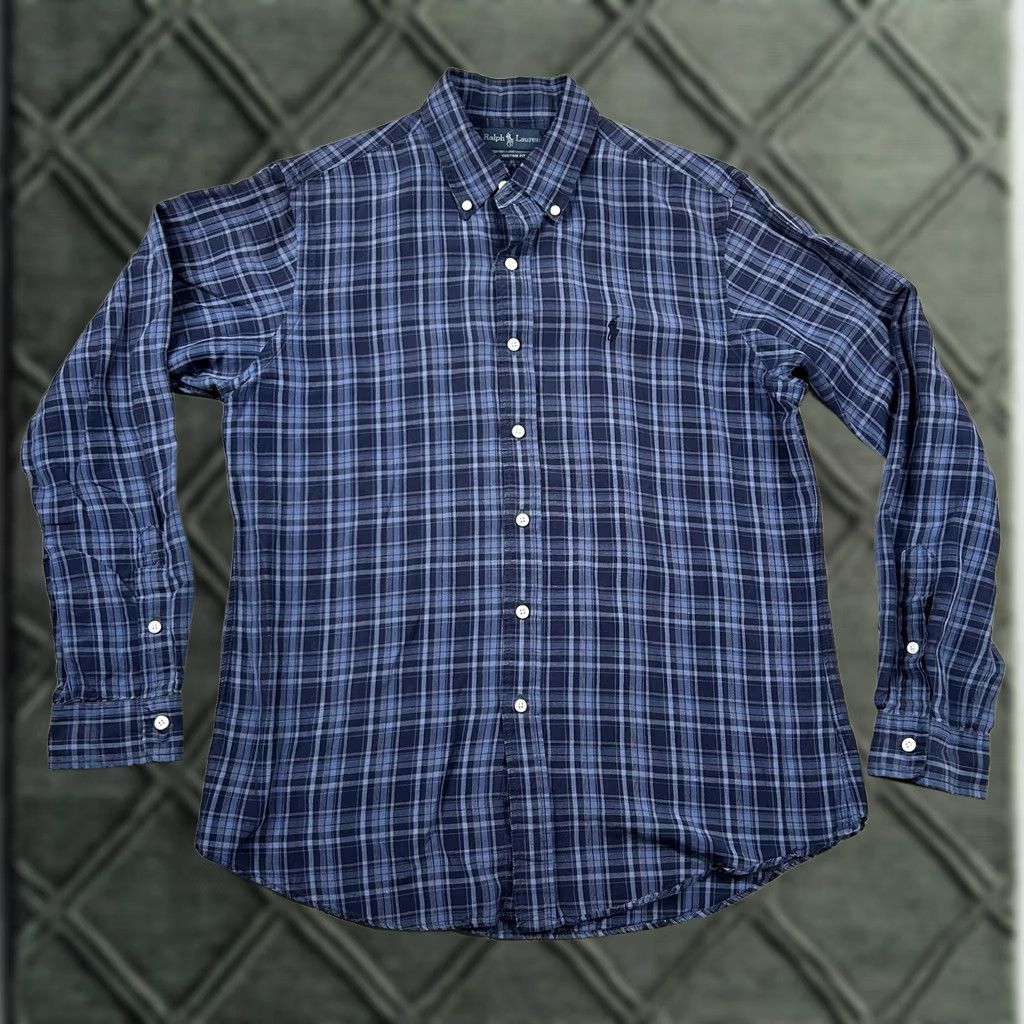 Ralph Lauren Ralph Lauren Shirt Mens L Silk Linen Blend Button Down Plaid Navy Blue Beachy Size US L / EU 52-54 / 3 - 1 Thumbnail