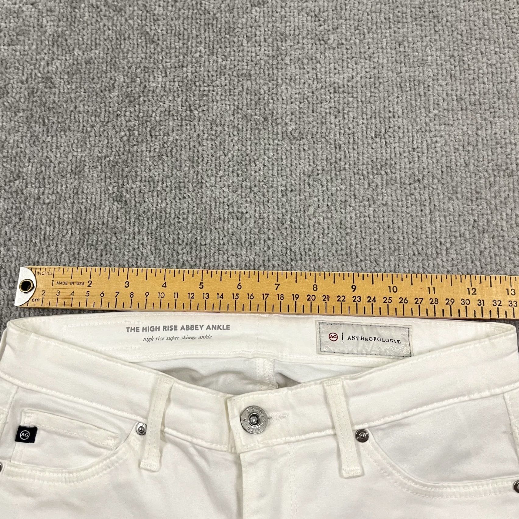 Vintage AG Adriano Goldschmied High Rise Abbey Ankle Pants Womens Sz 25 White Skinny Size 42" / US 20 - 5 Thumbnail