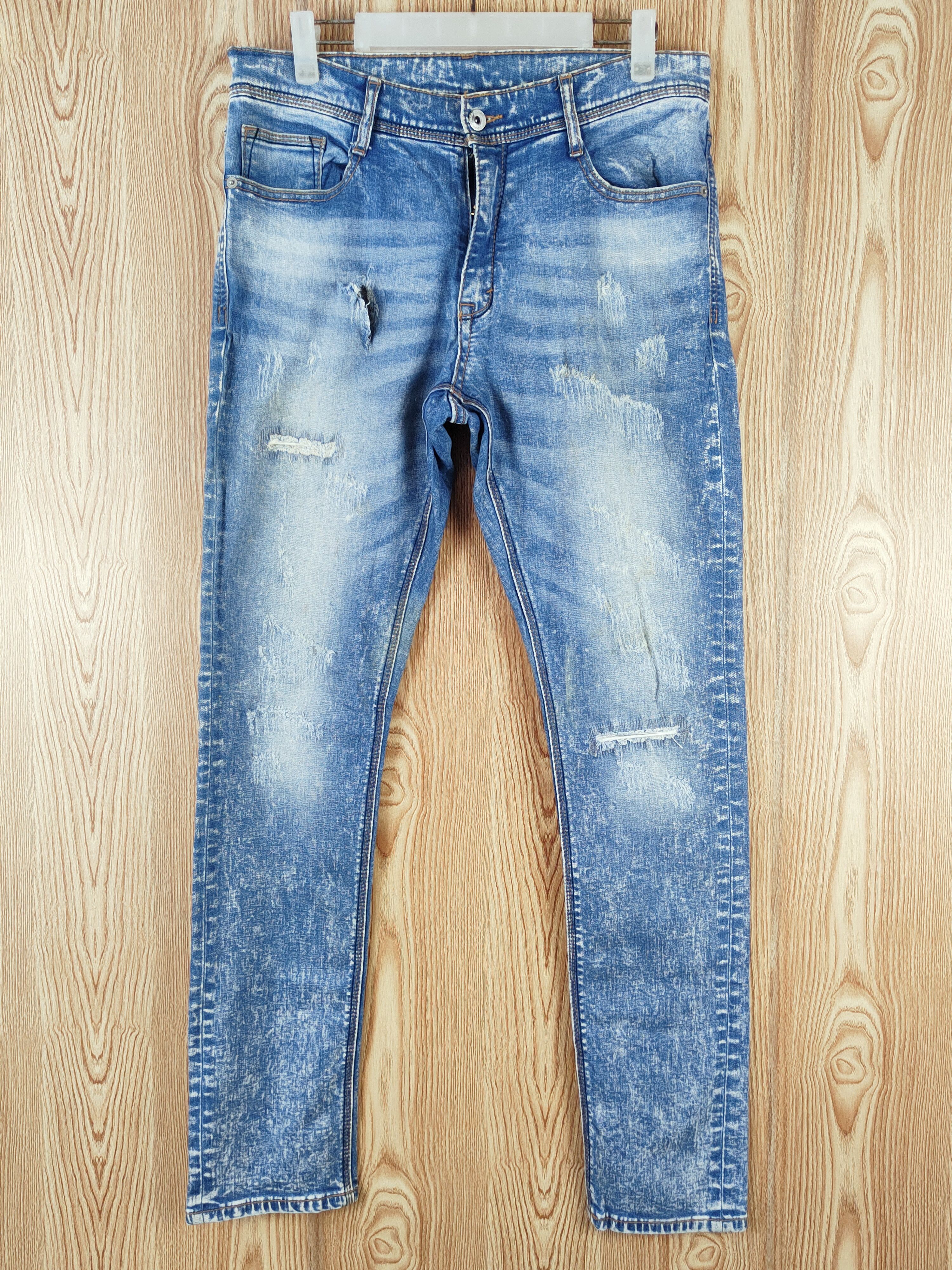 Japanese Brand Avail Blue Distressed Ripped Jeans #W022 Size US 33 - 1 Thumbnail