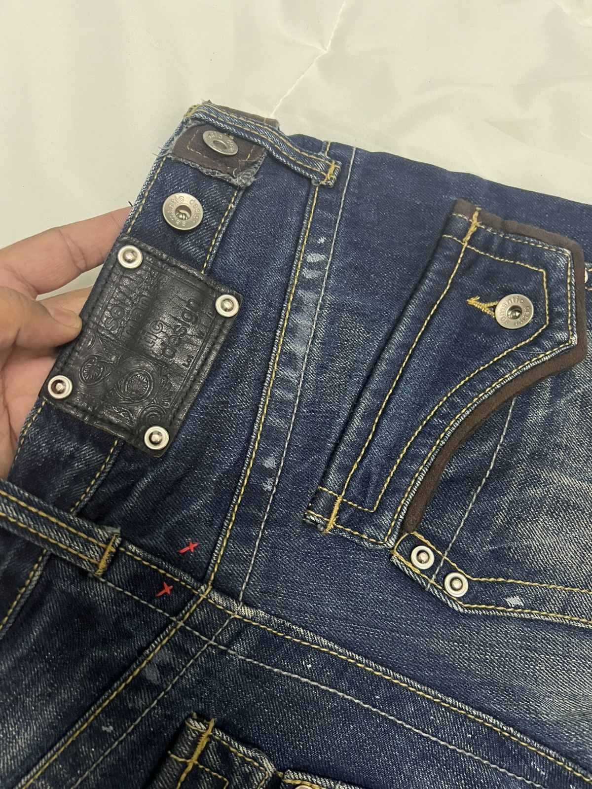 14th Addiction × Japanese Brand × semanticdesign SEMANTIC DESIGN DENIM FLARE JEANS LEATHER TRIMMED Size US 33 - 15 Thumbnail