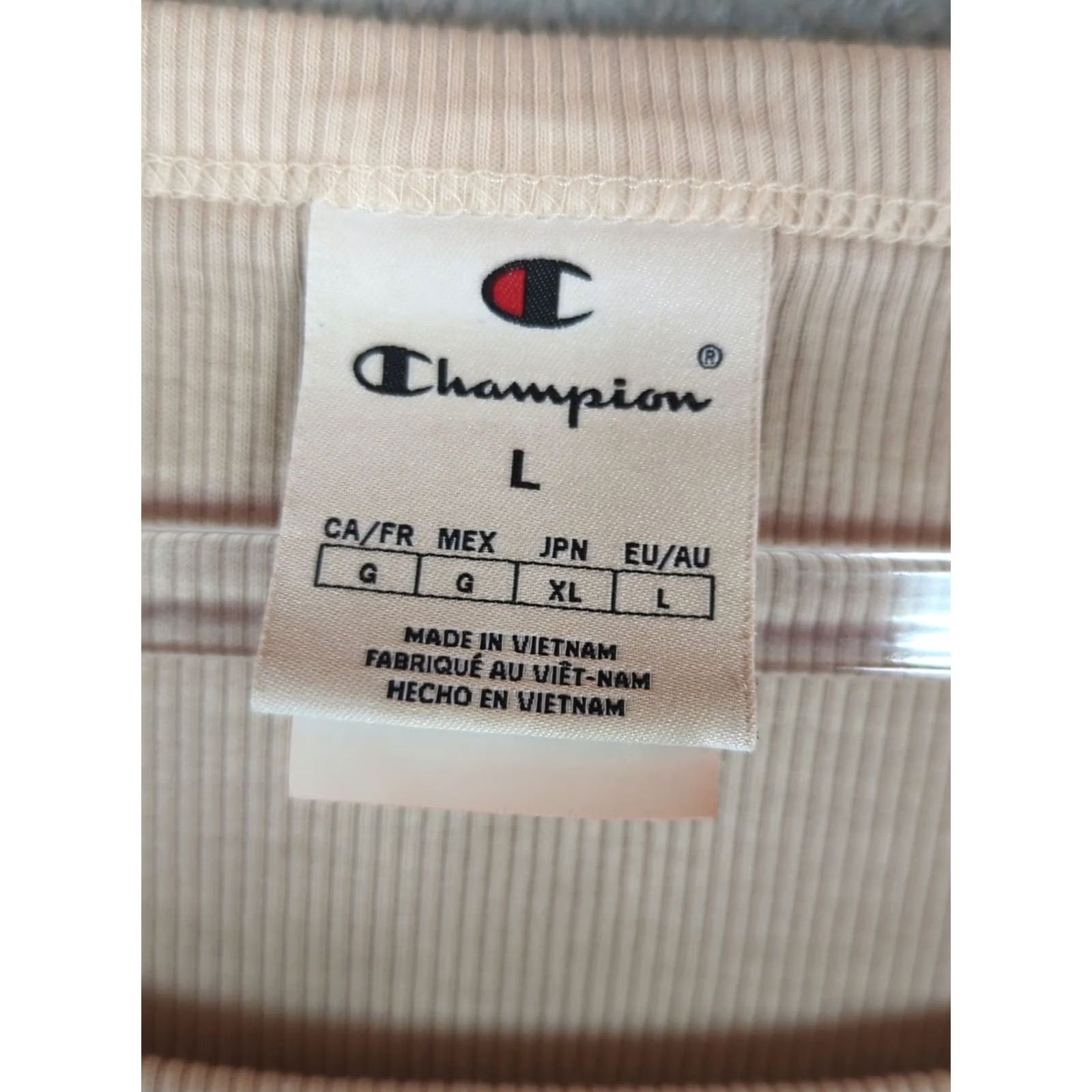 Champion Champion Womens Long Sleeve T-Shirt Ribbed Base Layer Split Cuff Oatmeal L Pullover Casual Activewear Shirt Womens Size L / US 10 / IT 46 - 5 Thumbnail