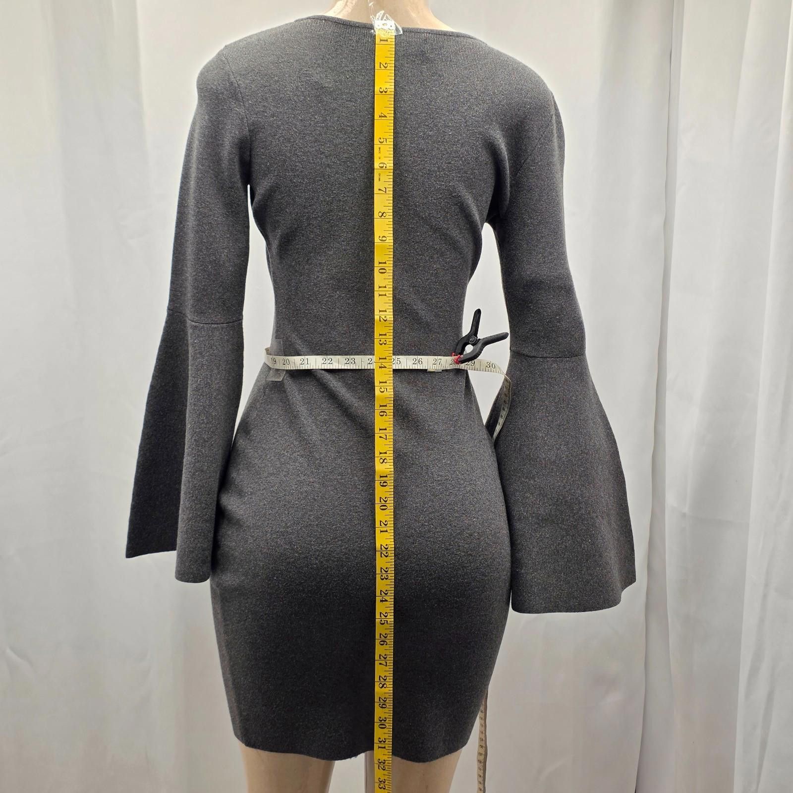 Woolrich Woolen Mills Milly Grey Knit Wool Blend Dress V-Neck Bell Sleeve Petite P Size S / US 4 / IT 40 - 11 Thumbnail