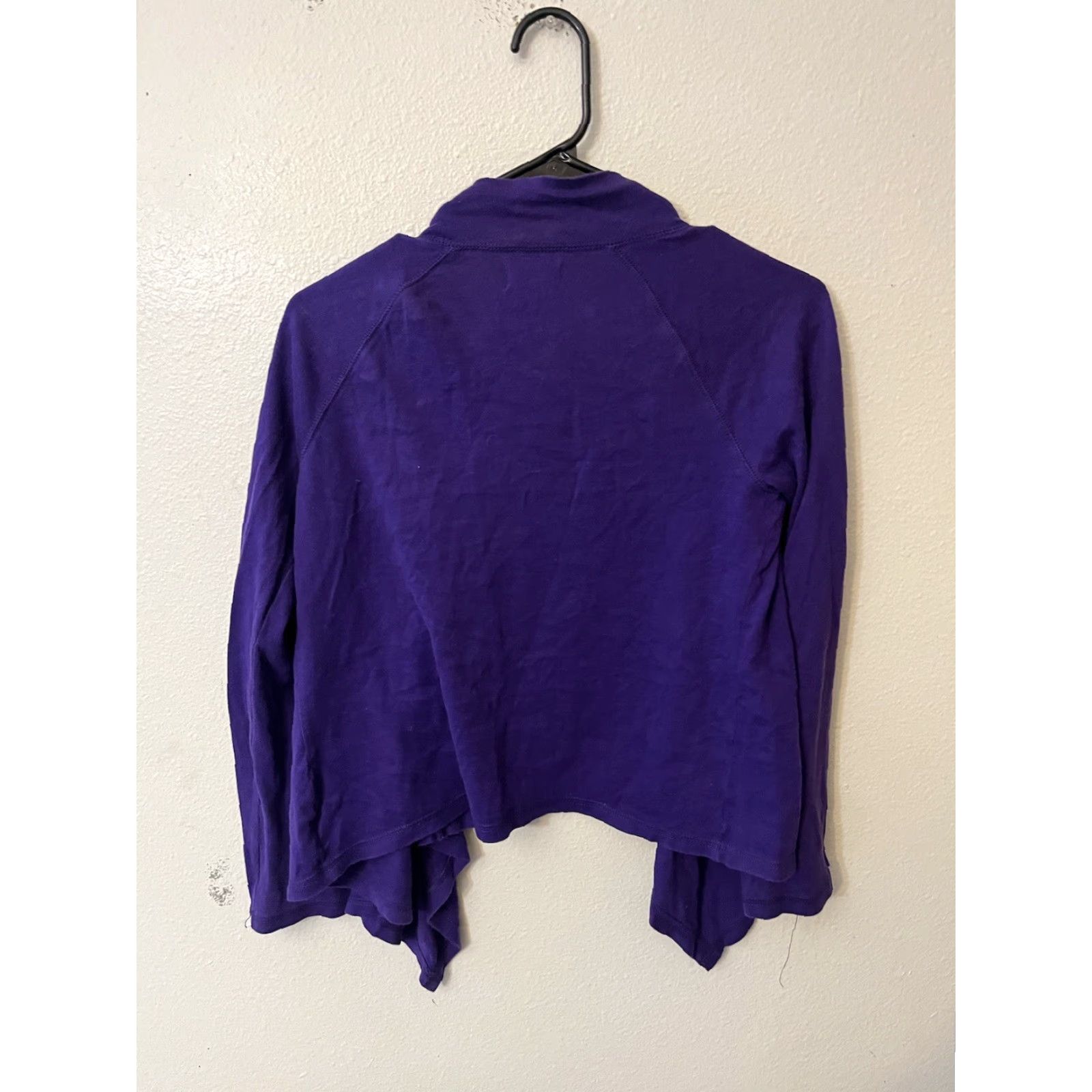 Ralph Lauren Ralph Lauren Womens Large Open Front Knit Sweater Purple Cardigan Cable-Knit 100% Cotton Heavyweight Size L / US 10 / IT 46 - 4 Thumbnail