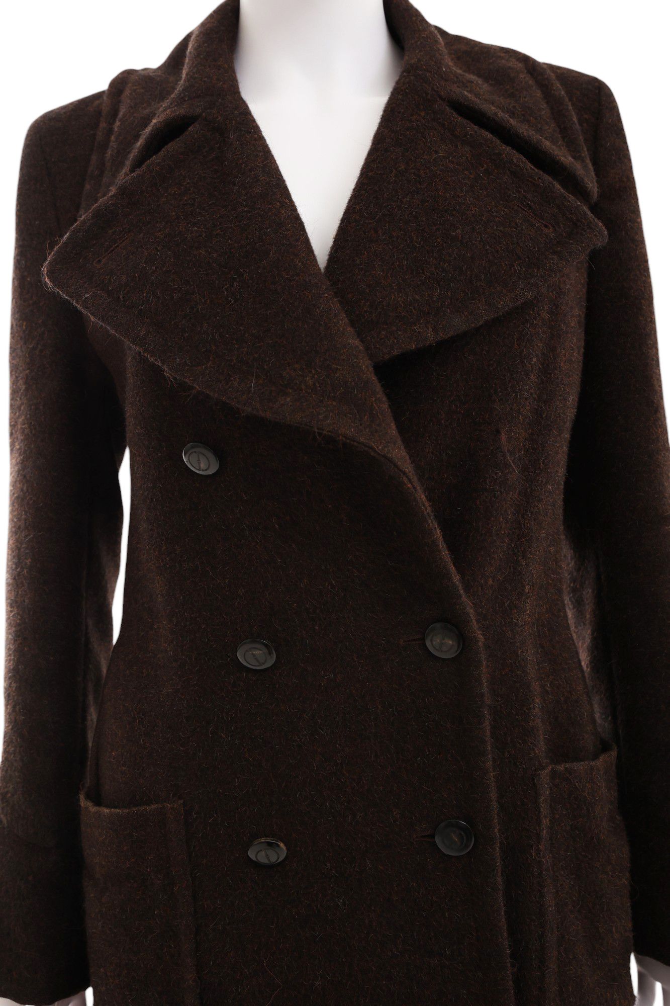 Gucci × Tom Ford F/W 1995 Alpaca Brown Double Breasted Coat Size XS / US 0-2 / IT 36-38 - 5 Thumbnail