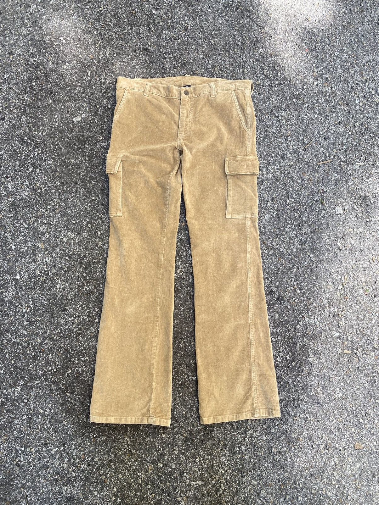 image of Flared Polo Ralph Laurent Corduroy Cargo Boot Cut Pants in Brown, Women's (Size 31)