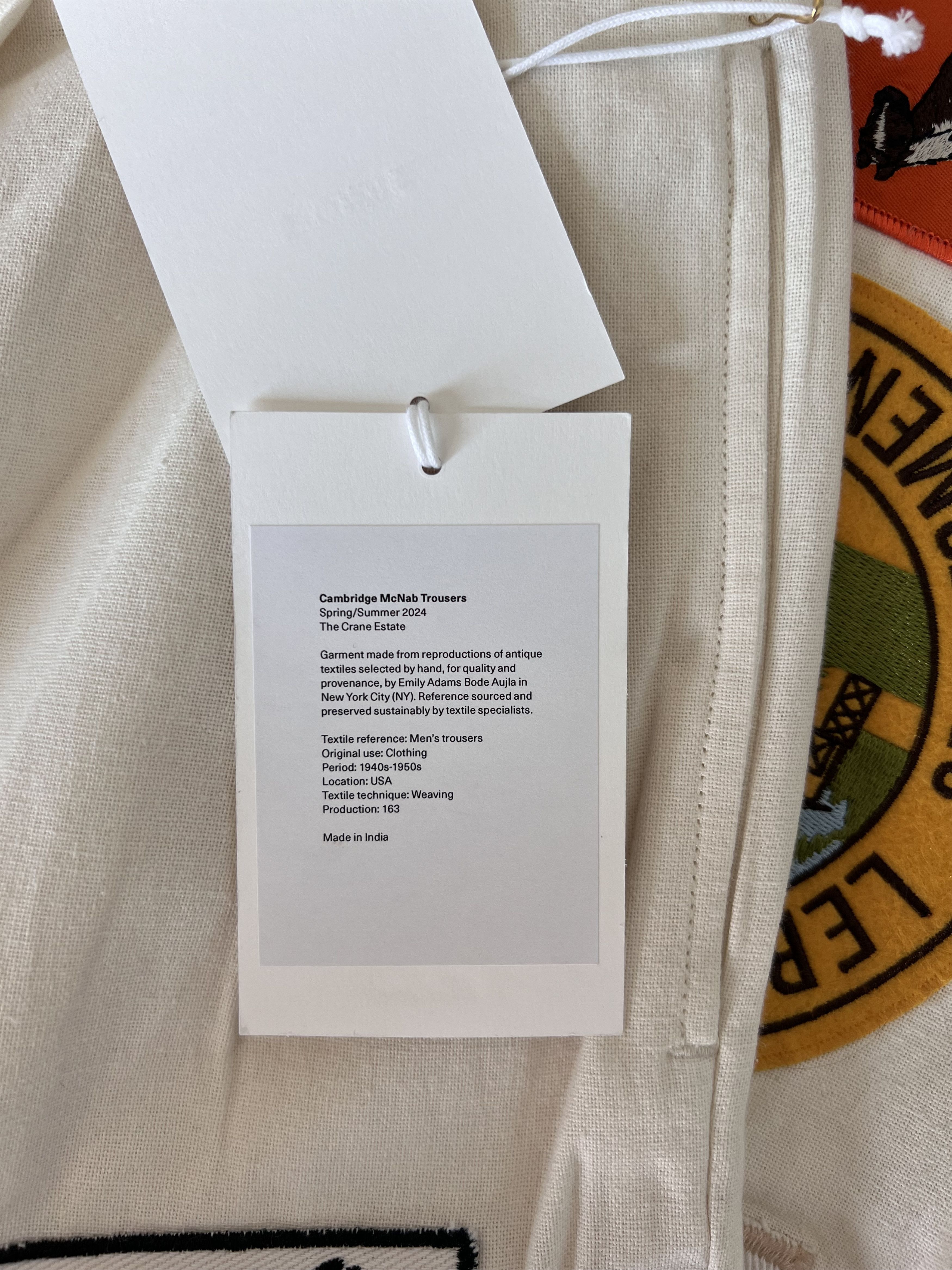 Bode Bode Cambridge Mcnab Trousers in White Size US 33 - 10 Thumbnail