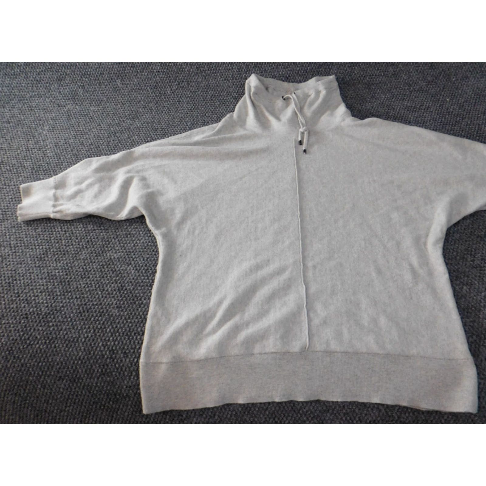 Jones New York Jones New York Womens Sweater 1X Plus Gray Turtleneck Pullover Raglan Sleeve 3/4 Open-Knit Cotton Logo Casual Modern Stretch V-Neck N/A Size XL / US 12-14 / IT 48-50 - 3 Thumbnail