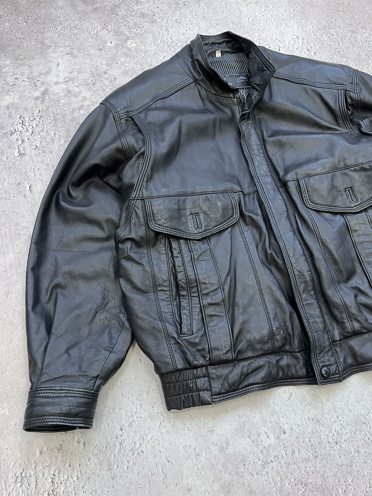 Other Vintage Y2K Black Bomber Leather Jacket Boxy Utility Size US M / EU 48-50 / 2 - 2 Thumbnail