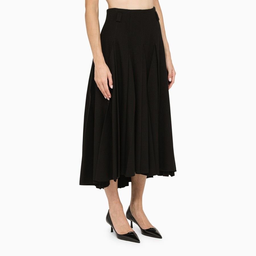 Prada o1d2blof0924 Wool Skirt in Black Size 28" / US 6 / IT 42 - 2 Thumbnail