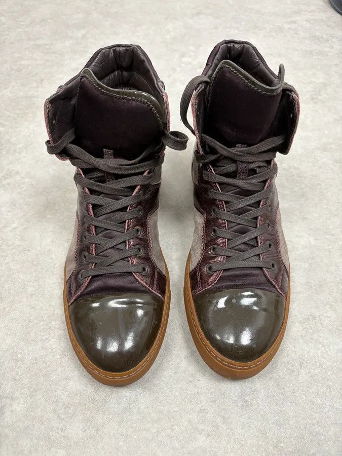 Lanvin Lanvin Bordeaux & Grey High Top Leather Sneakers Size US 9.5 / EU 42-43 - 2 Thumbnail