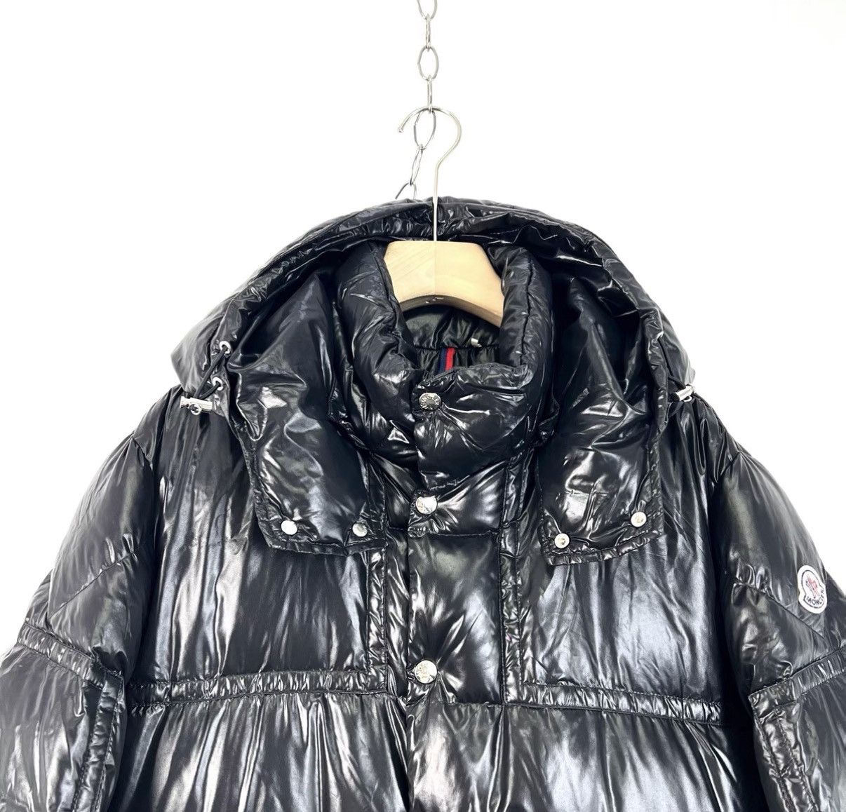 Moncler Moncler black shiny detachable hood logo down jacket K12 Size M / US 6-8 / IT 42-44 - 3 Thumbnail