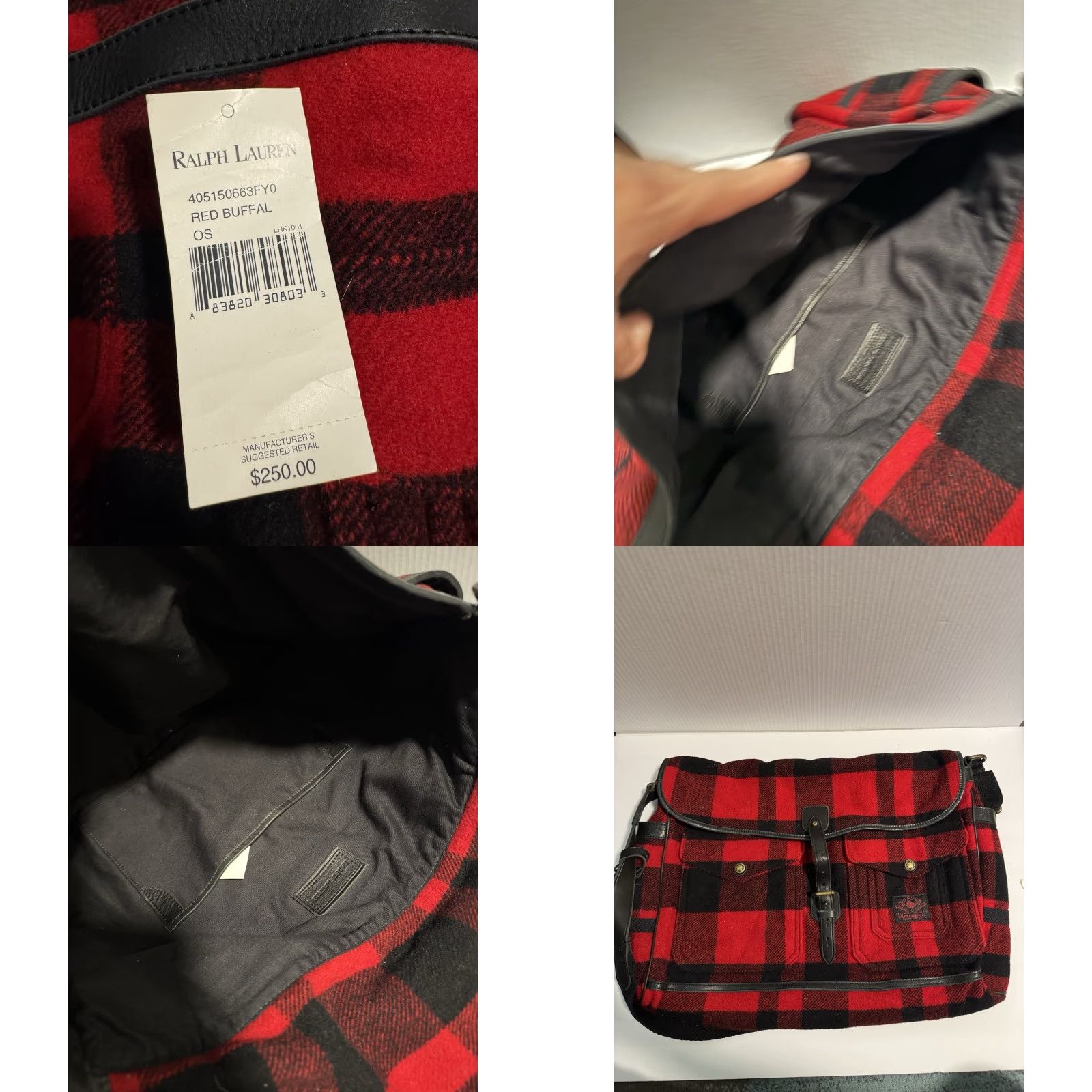 Polo Ralph Lauren VINTAGE Polo Ralph Lauren 100% Wool Buffalo Plaid Shoulder Bag RLPC 13x21 Mens Womens Size ONE SIZE - 9 Thumbnail