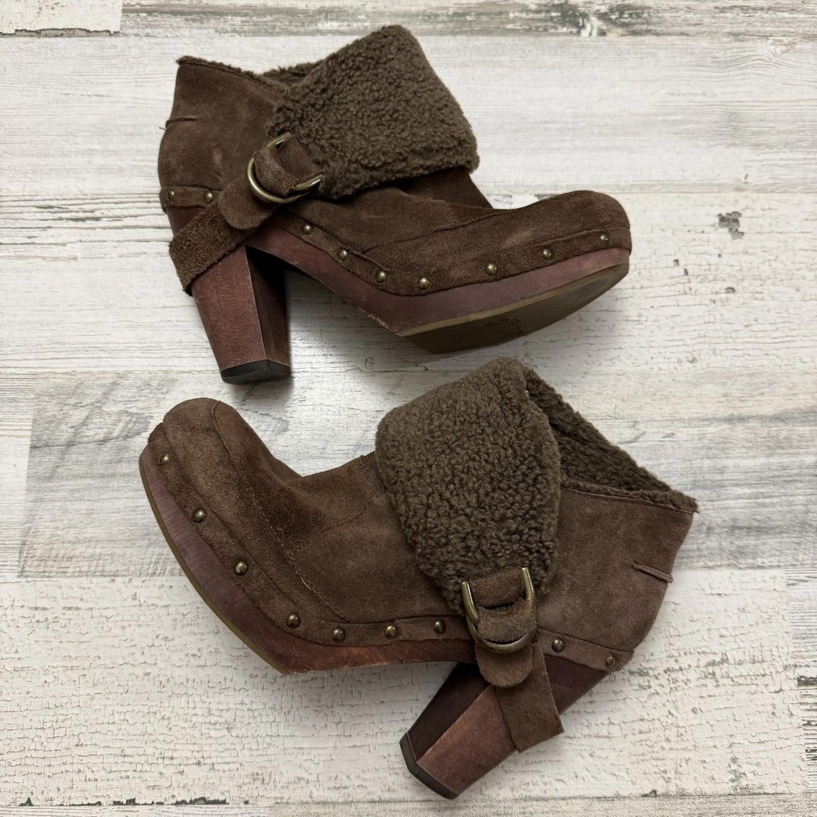 Nine West Y2k Vintage Nine West suede Sherpa Biker Clog Boots sz 6 Size US 6 / IT 36 - 1 Thumbnail