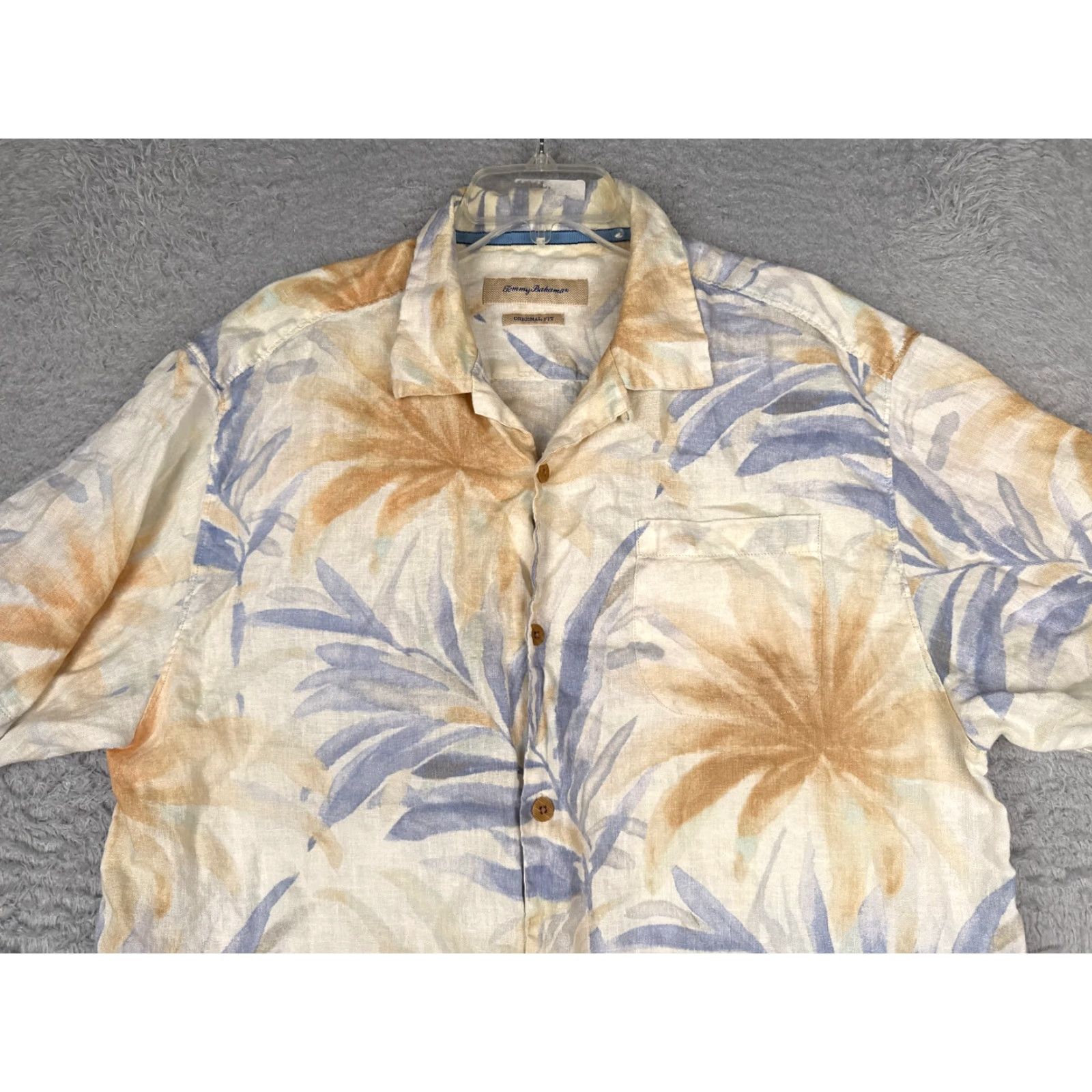 Tommy Bahama Tommy Bahama Shirt Men Extra Large Ivory Floral 100% Linen Hawaiian Button Up (Relaxed) Size US XL / EU 56 / 4 - 4 Thumbnail
