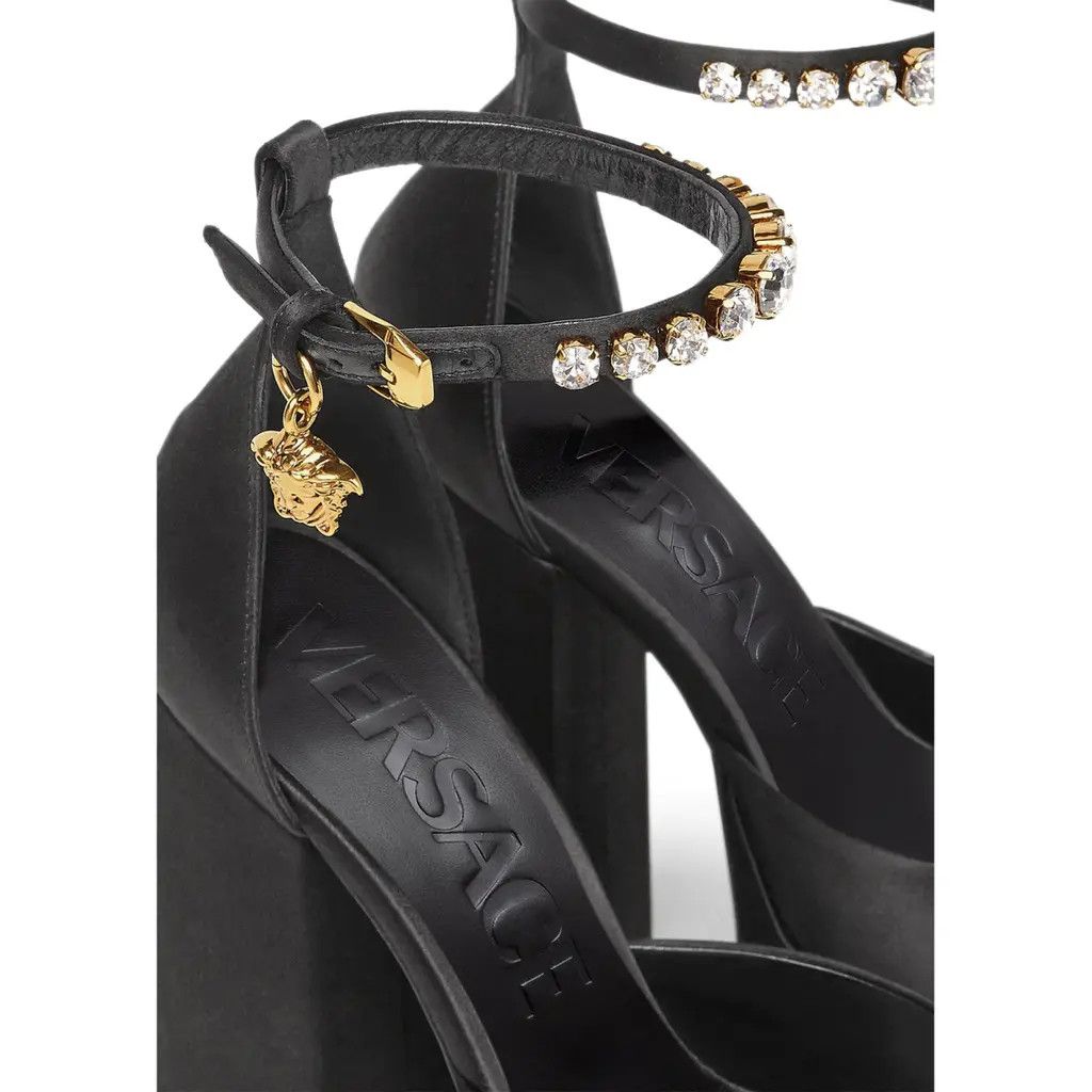 Versace o1s22i1n1024 Medusa Aevitas Double Platform Pumps in Black Size US 8 / IT 38 - 2 Thumbnail