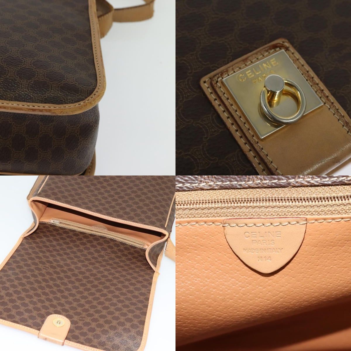 Celine CELINE Macadam Canvas Shoulder Bag Pvc Leather Brown Gold Size ONE SIZE - 11 Thumbnail