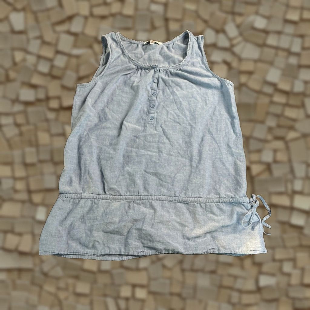 Croft & Barrow Croft & Barrow Shirt Women's Small Blue Chambray Button-Up Sleeveless Casual Modern Size S / US 4 / IT 40 - 1 Thumbnail