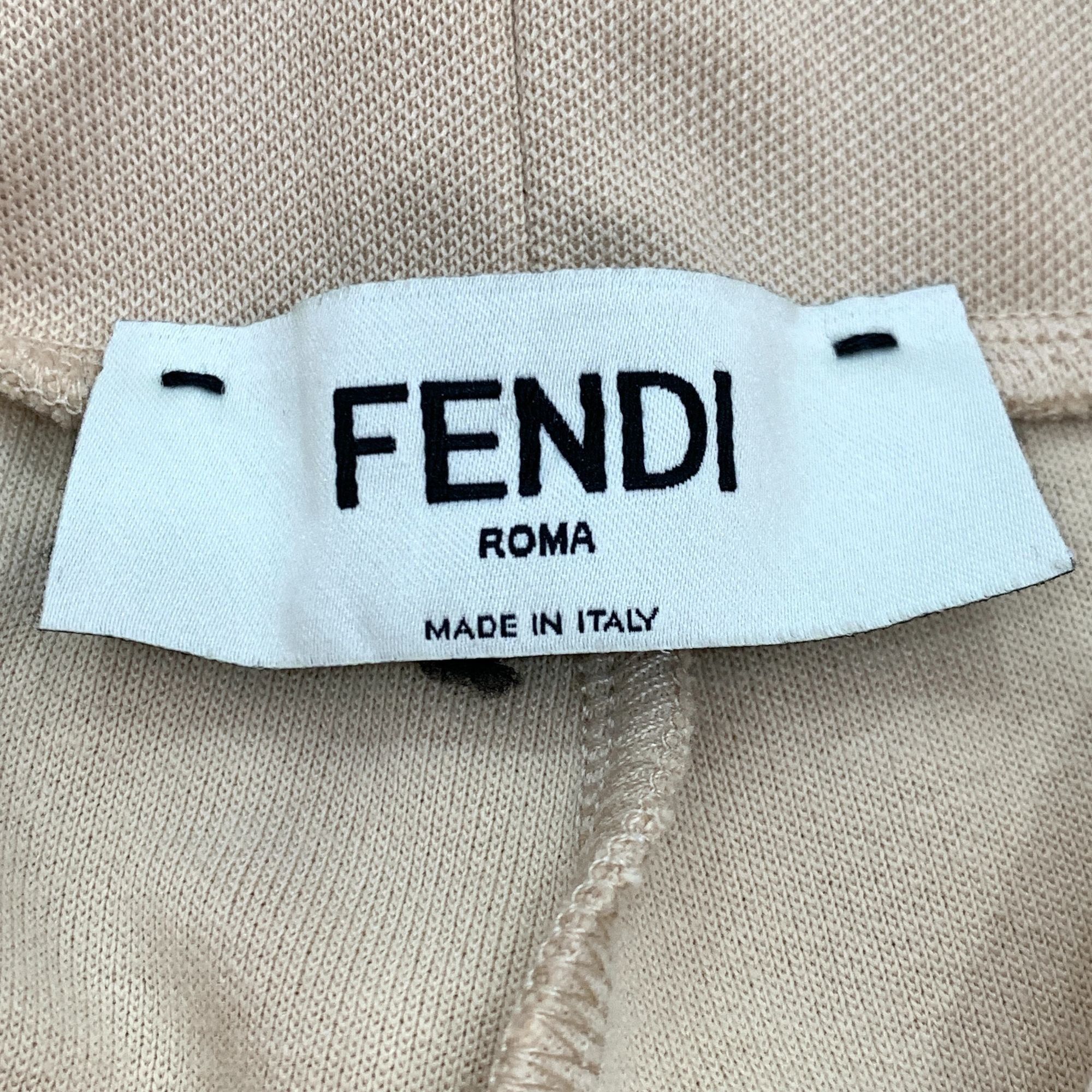 Fendi Fendi Beige Drawstring Straight-Leg Trousers W/ Logo Trim Si Size 36" / US 14 / IT 50 - 2 Thumbnail