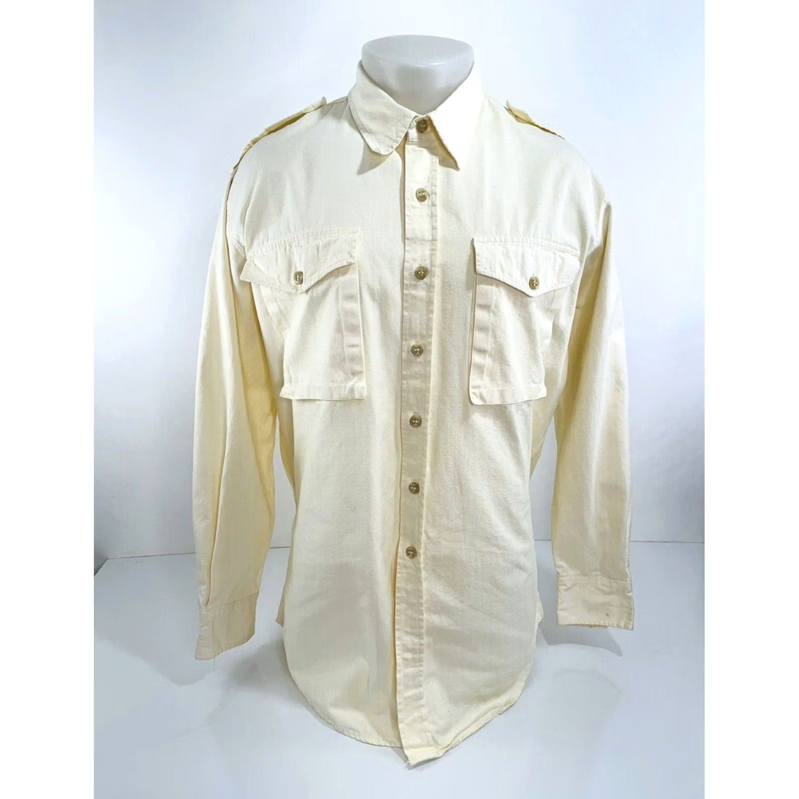 Banana Republic VINTAGE Banana Republic USA / Shirt Mens XL Button-Up Long Sleeve Yellow Western Classic Safari J12 Size US XL / EU 56 / 4 - 2 Thumbnail