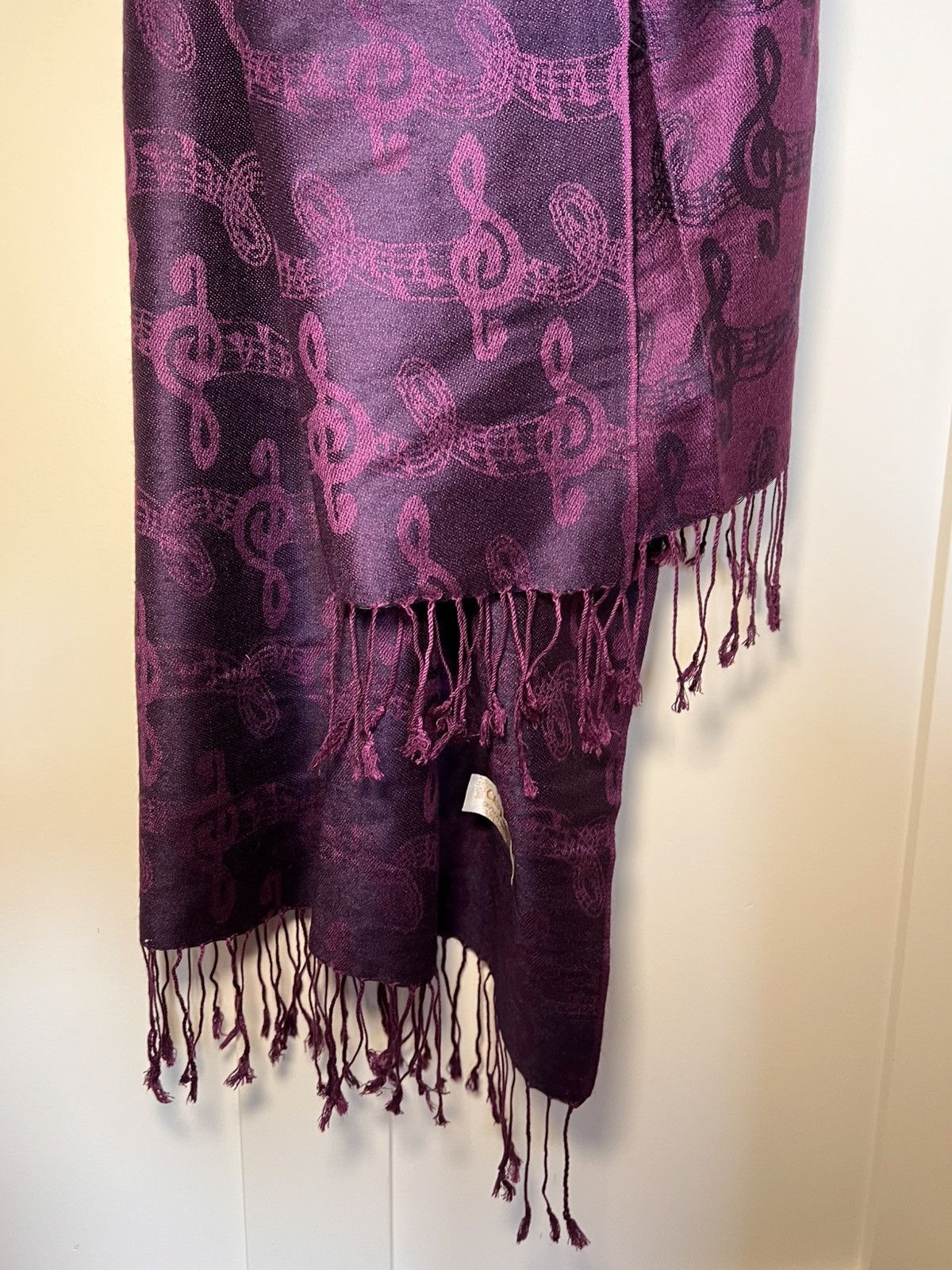 Vintage Vintage Cashmere music note fringe scarf Size ONE SIZE - 5 Thumbnail