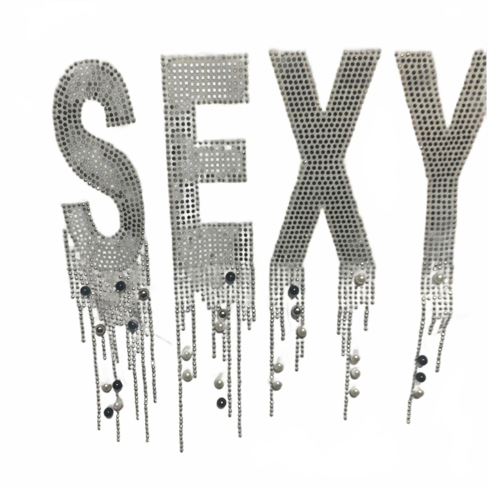 Designer Trendy 'SEXY' Rhinestone Tee Size M / US 6-8 / IT 42-44 - 1 Thumbnail