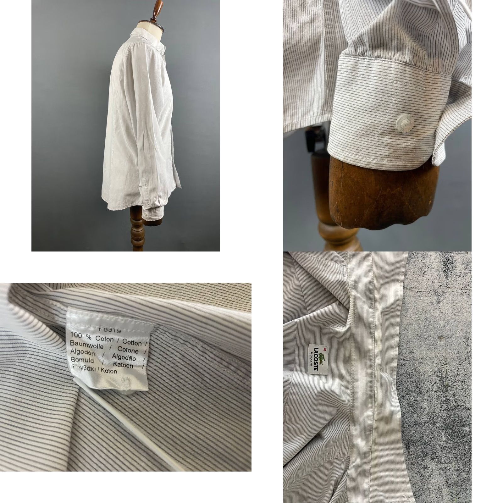Lacoste Lacoste Casual Shirt Size 41 White Striped Cotton Long Sleeve Regular-Fit Mens Size US L / EU 52-54 / 3 - 8 Thumbnail