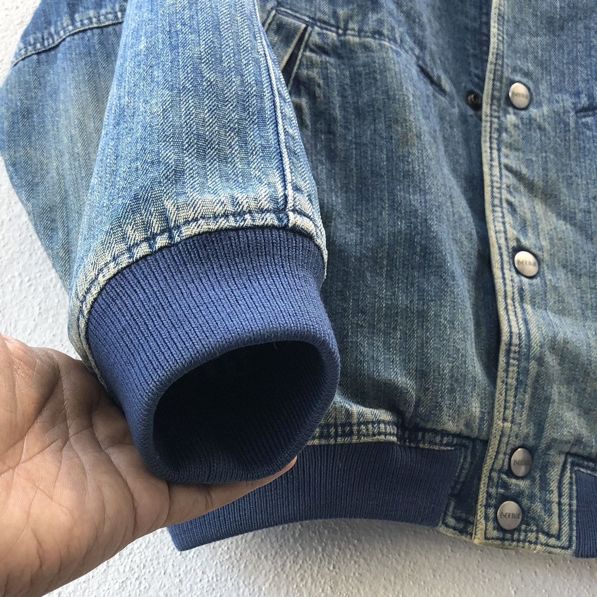 Vintage Vintage Ever Blue 1952 Striped Denim Bomber Jacket Size US M / EU 48-50 / 2 - 14 Thumbnail