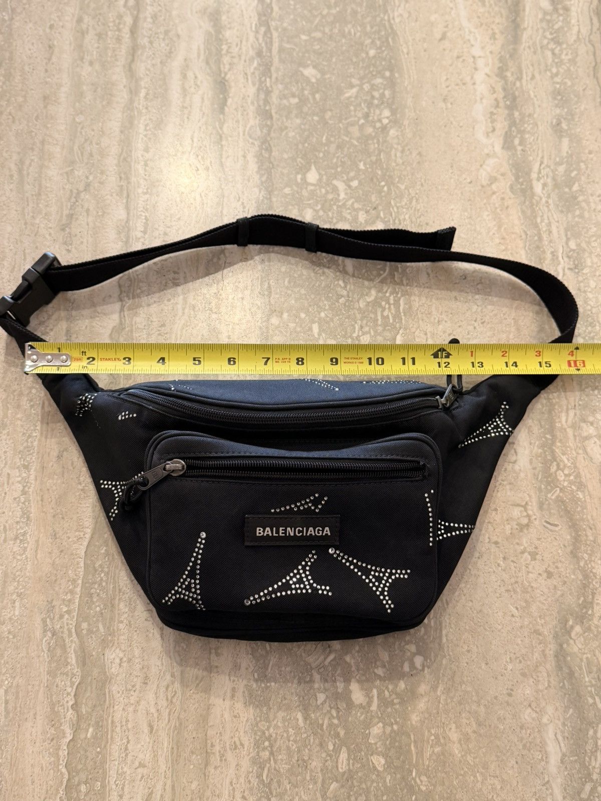Balenciaga BALENCIAGA BLACK NYLON CRYSTAL EIFFEL TOWER FANNY PACK Size ONE SIZE - 12 Thumbnail
