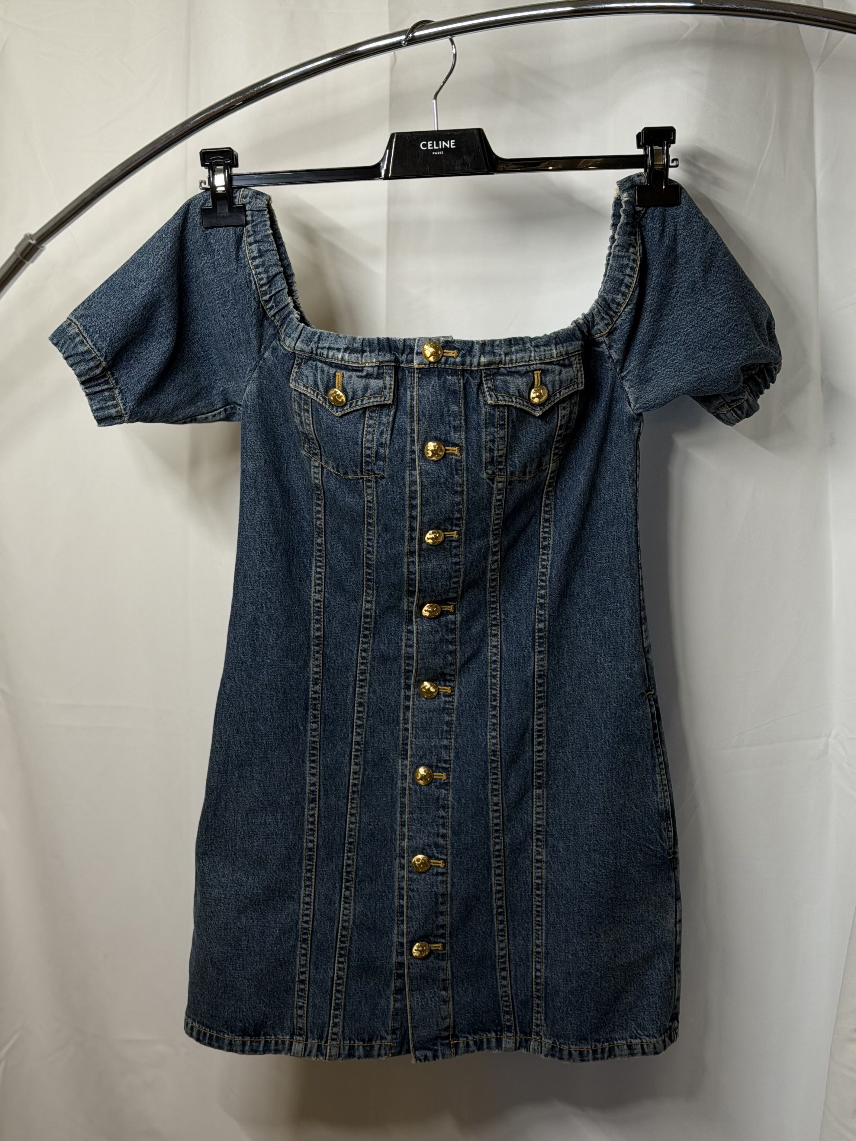 white christmas dresses Ean Button Down Denim Maxi Dress (Dark Blue) main image 1