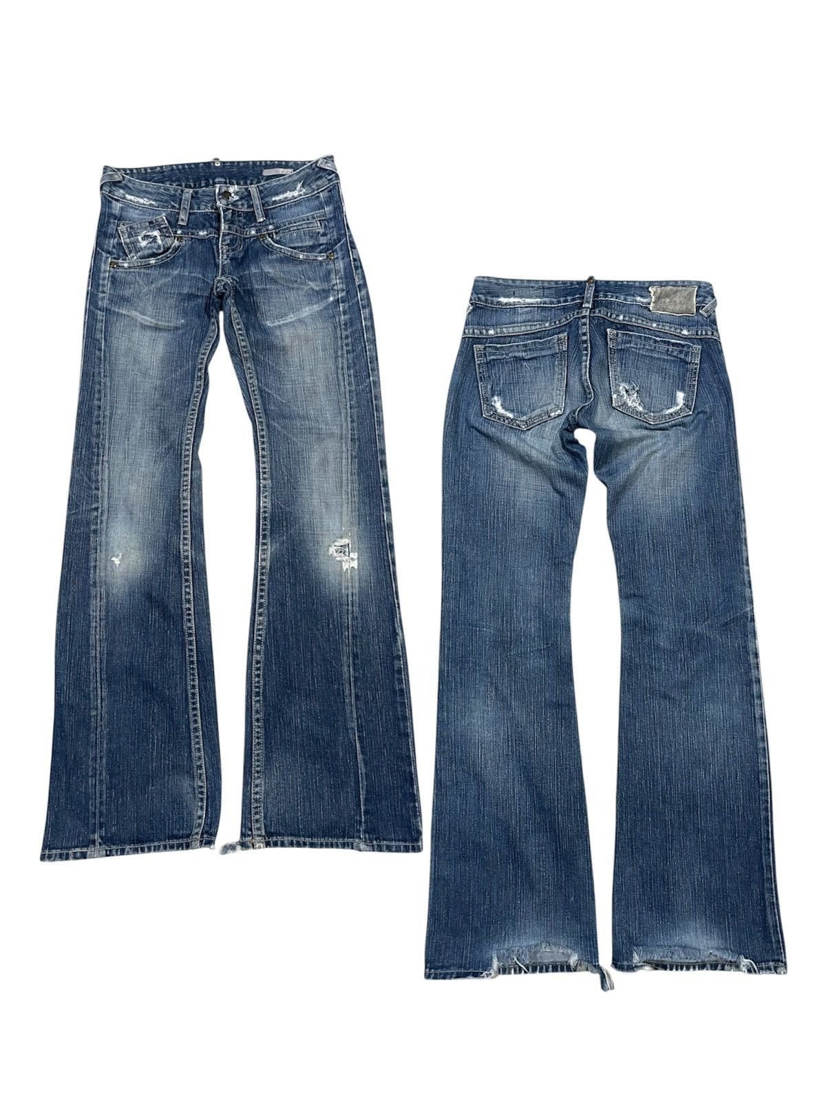 If Six Was Nine 2000s HYSTERIC GLAMOUR STYLE DISTRESSED FLARE DENIM JEANS Size 27" / US 4 / IT 40 - 1 Thumbnail