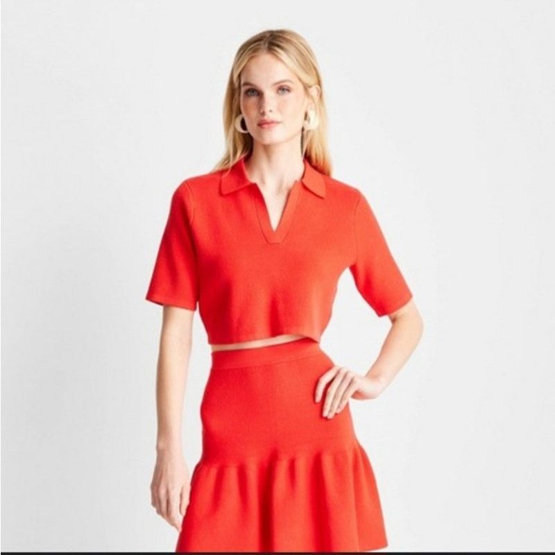 Target Basics Future Collective x Jenee Naylor Cropped Polo Red Womens XXS Size XXS / US 00 / IT 34 - 7 Thumbnail