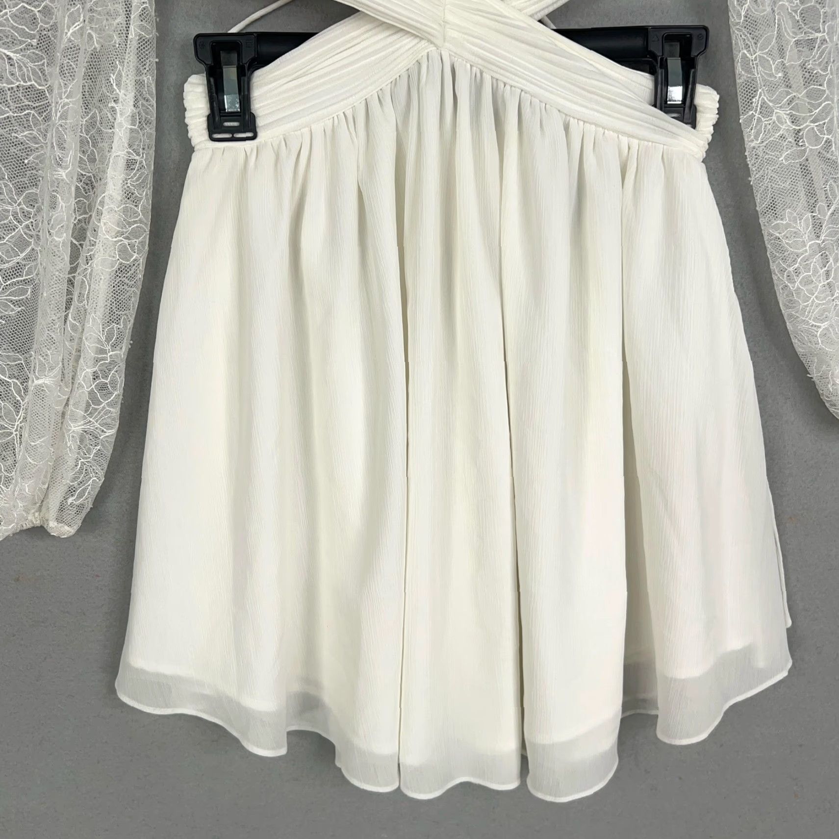 Vintage Twosisters The Label Dress Womens XS White Lace Cutout Cottage Coquette Bride Mini Fit & Flare White Lace Size XS / US 0-2 / IT 36-38 - 3 Thumbnail