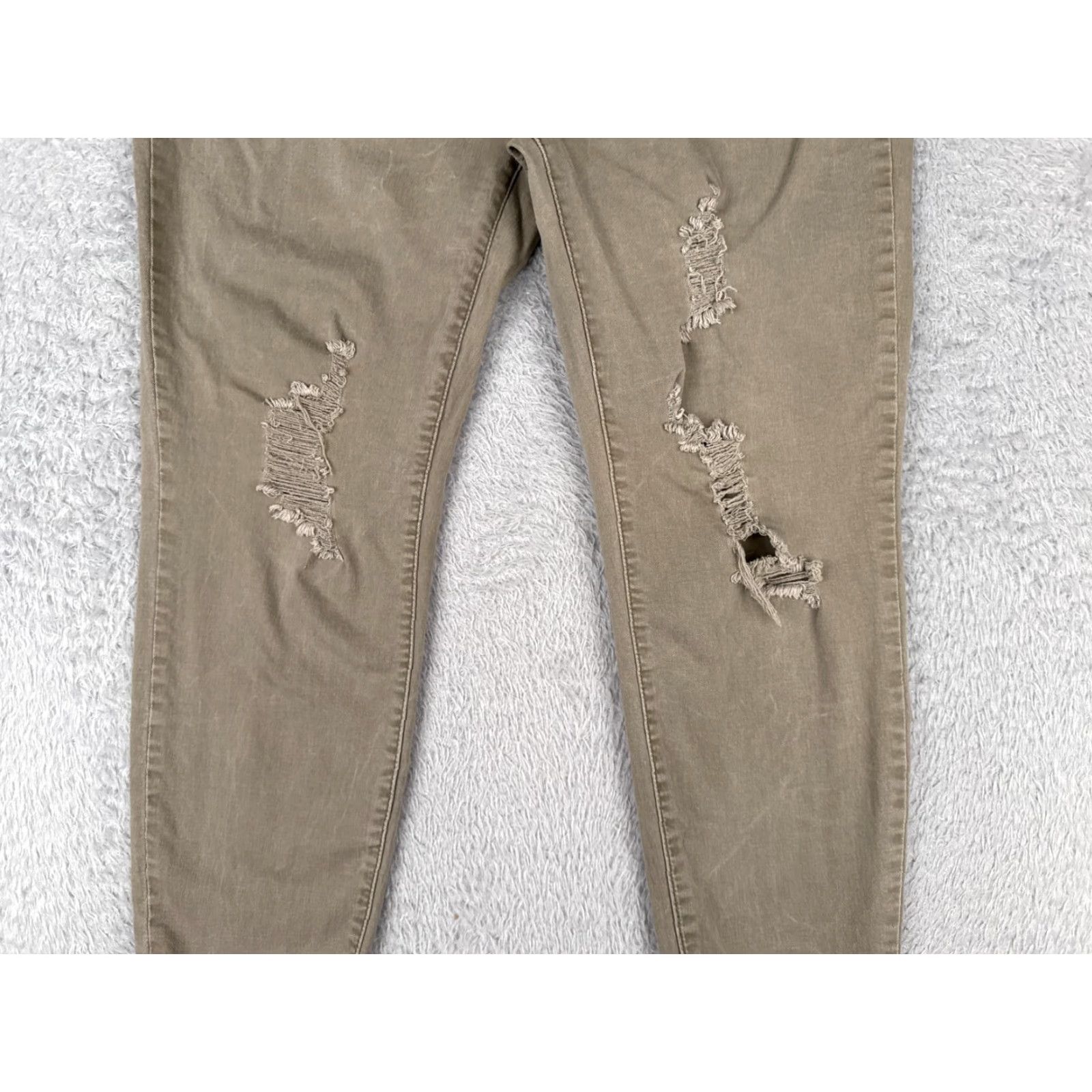 Vintage Angel Kiss Jeans Juniors 15 Beige Distressed Skinny Denim 30x25 - Women's Size 36" / US 14 / IT 50 - 3 Thumbnail
