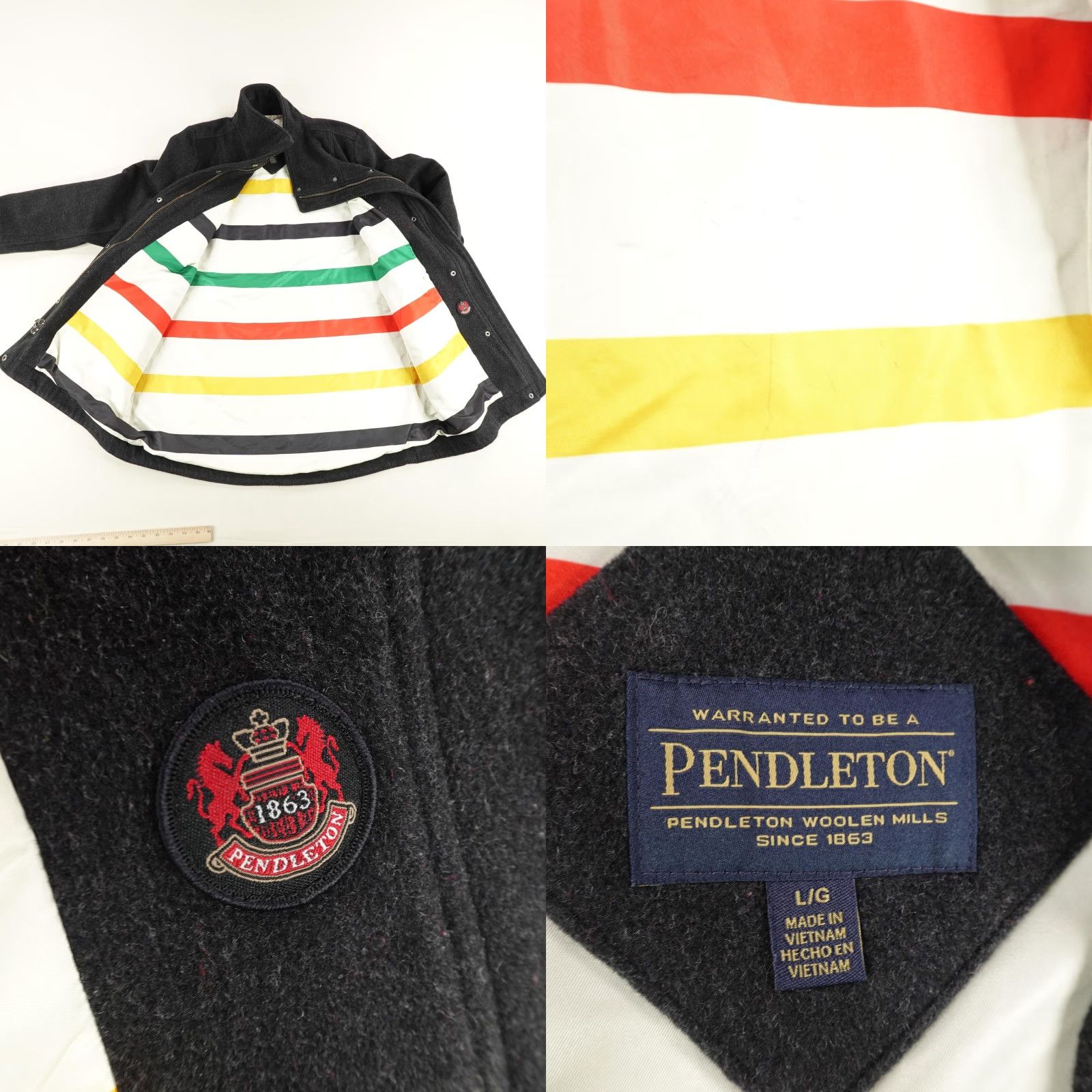 Pendleton Pendleton Jacket Womens Large Wool Blend Striped Lining Winter Coat Zip Up Size L / US 10 / IT 46 - 8 Thumbnail