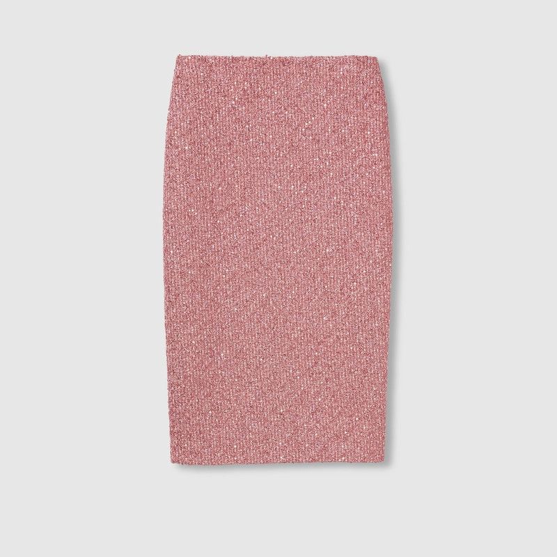 Gucci oc11z1125 Sequined Lamé Tweed Skirt in Pink Size 26" / US 2 / IT 38 - 1 Thumbnail