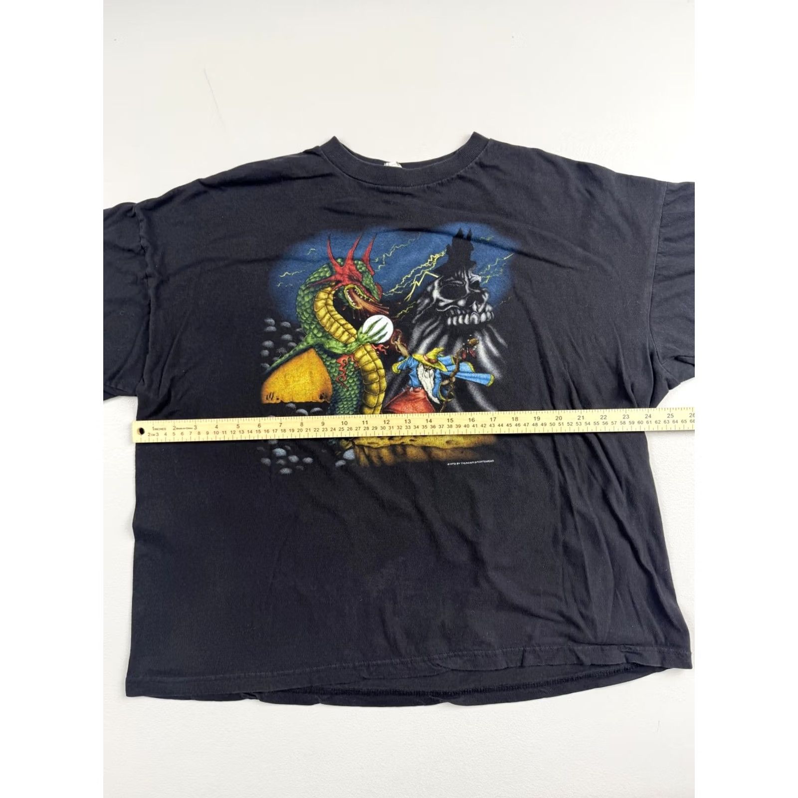 Vintage VINTAGE Thunder Sportswear Shirt Mens 2XL Black Dragon Wizard Graphic Tee Gothic Size US XXL / EU 58 / 5 - 5 Thumbnail