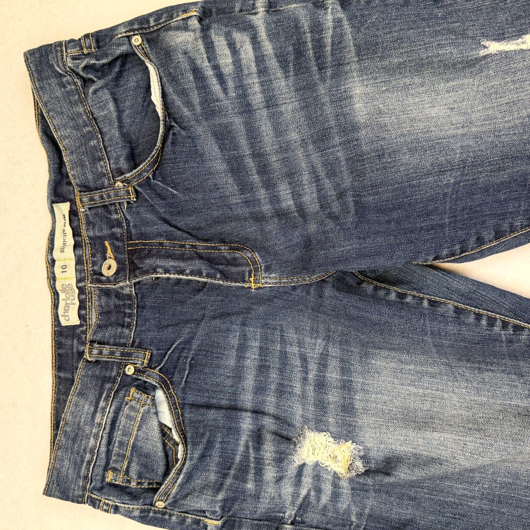 Vintage VINTAGE Charlotte Russe Jeans Womens 10 Blue Slouchy Slim Distressed Straight 33x33 Size 32" / US 10 / IT 46 - 4 Thumbnail