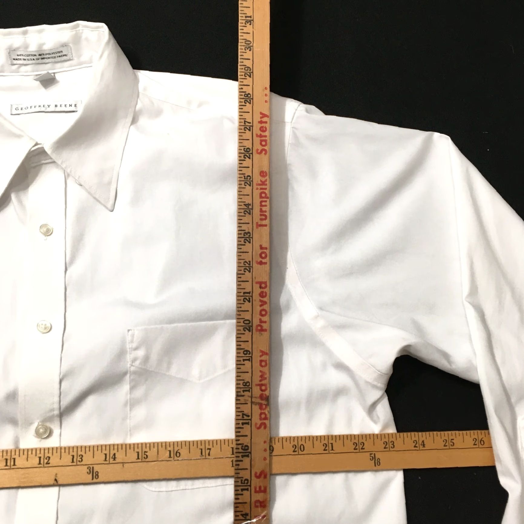 Geoffrey Beene VINTAGE Geoffrey Beene Shirt 80s White Large Collar Dress Casual L Cotton Long Sleeve 17x34 Mens Boys Womens? Size 42R - 4 Thumbnail