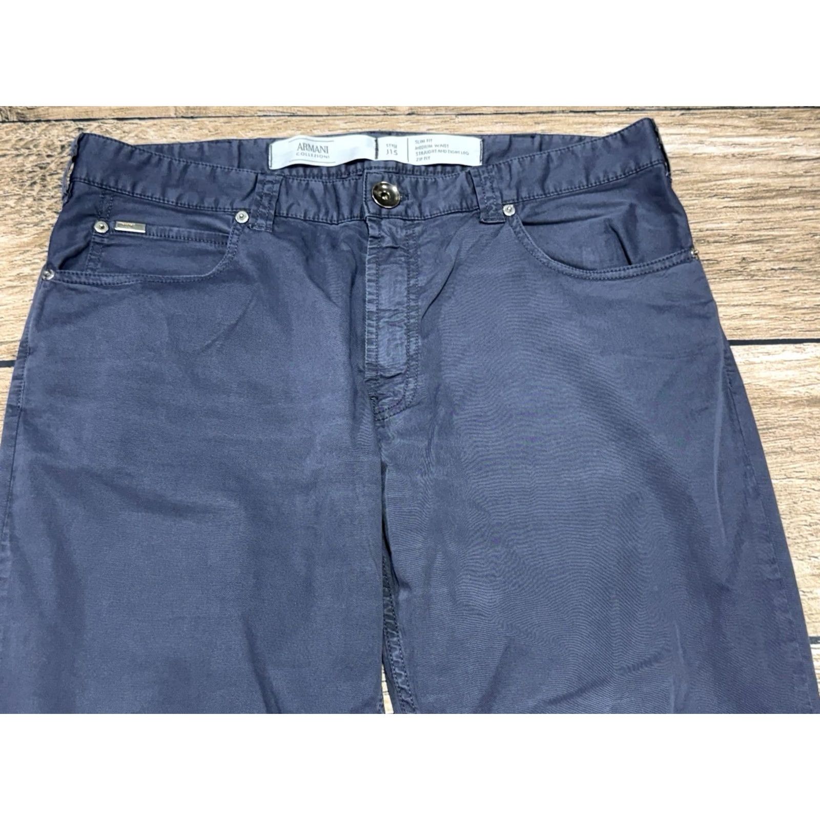 Armani Armani Collezioni Pants Mens 35 Navy Blue J15 Slim Straight Leg Stretch 5 Pocket Chinatown? Size US 35 - 5 Thumbnail