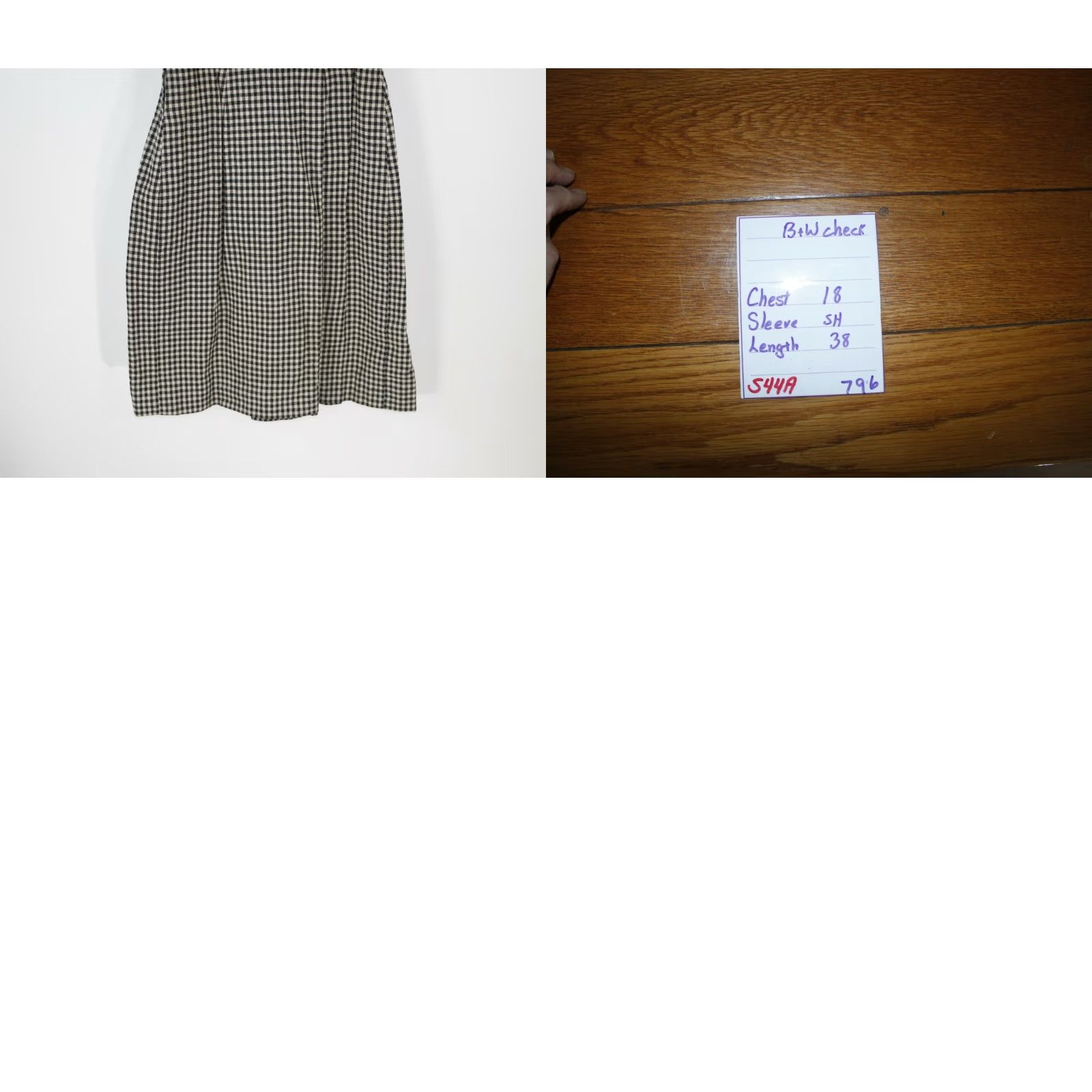 Vintage VTG Shawl Collared Pocket Dress Women's Size M Front Short Sleeves Plaid Black Size 32" / US 10 / IT 46 - 8 Thumbnail