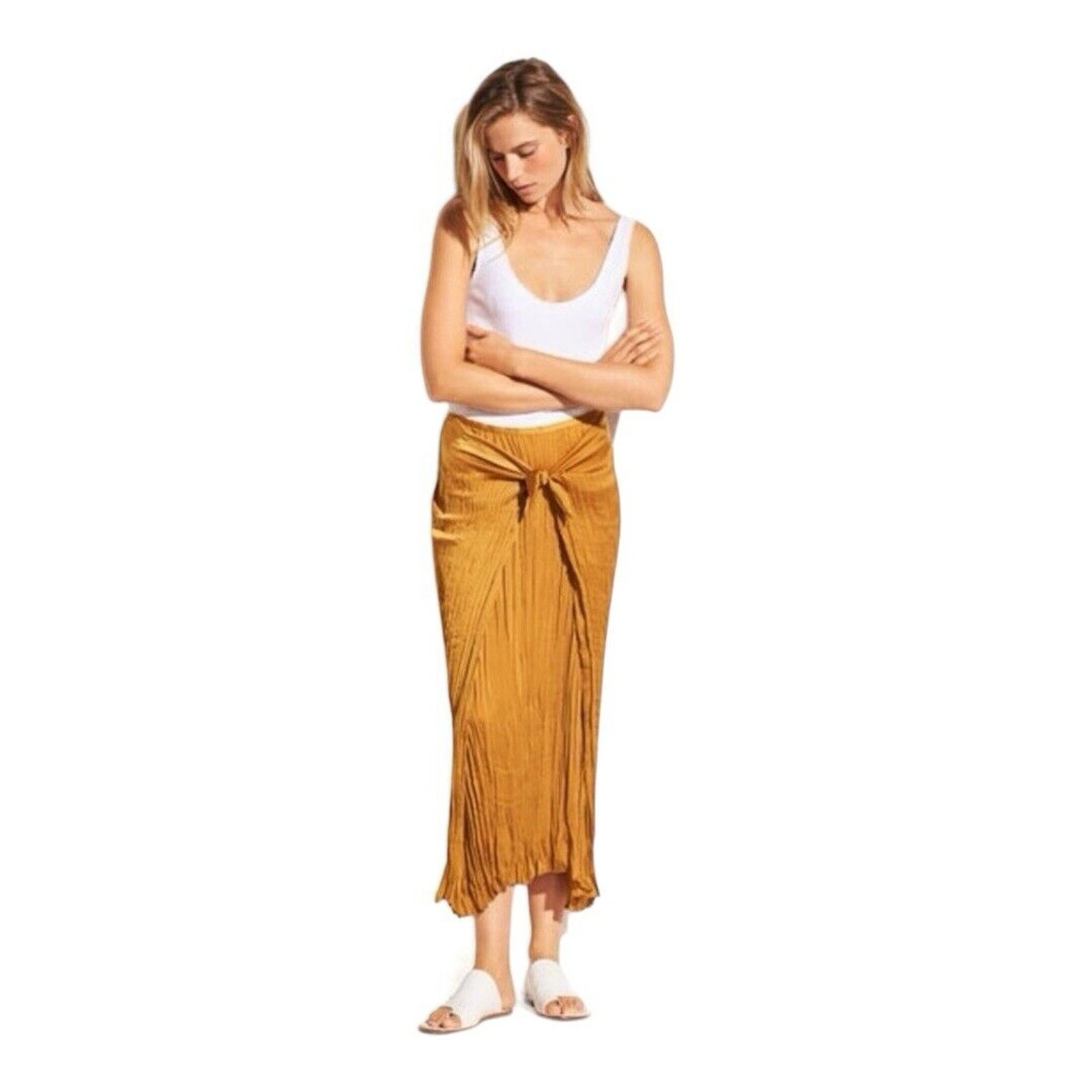 Vince Vince Pleated Plisse Midi Skirt Size 34" / US 12 / IT 48 - 4 Thumbnail