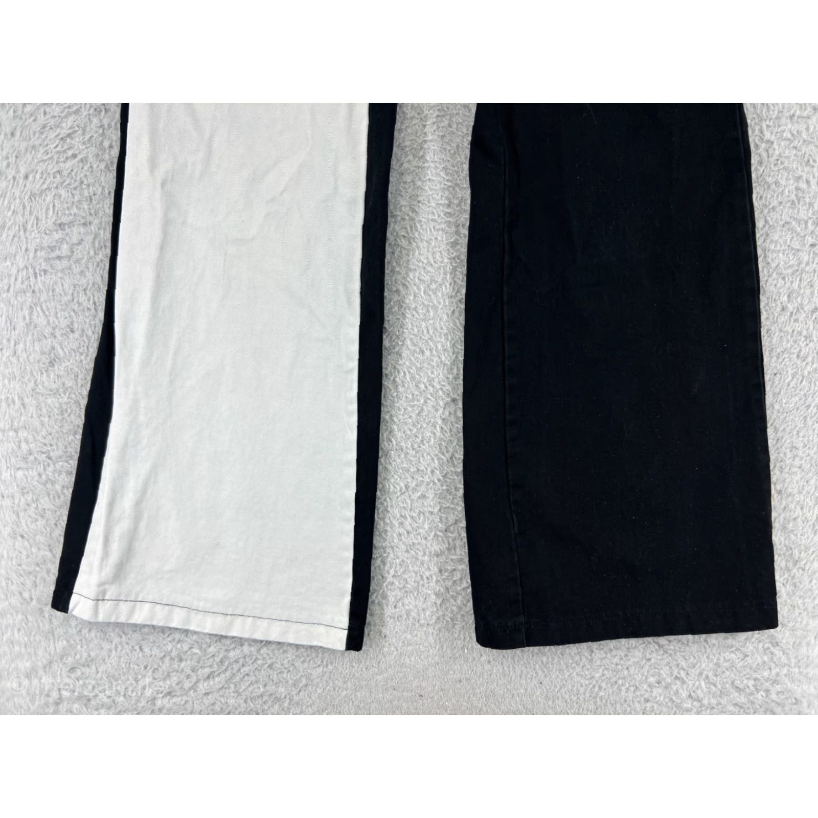 Shein Shein Women's Flared High-Wide Leg Jeans XS Black Beige White Color Block 90s Y2K Cotton Size 26" / US 2 / IT 38 - 6 Thumbnail