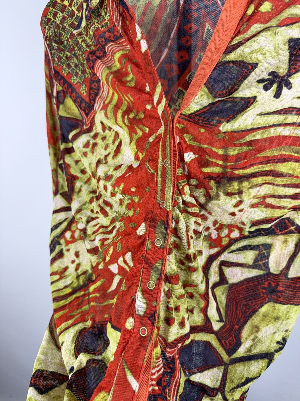 Other Vintage Garella Abstract Mesh Shirt Red Green Print Size M / US 6-8 / IT 42-44 - 4 Thumbnail