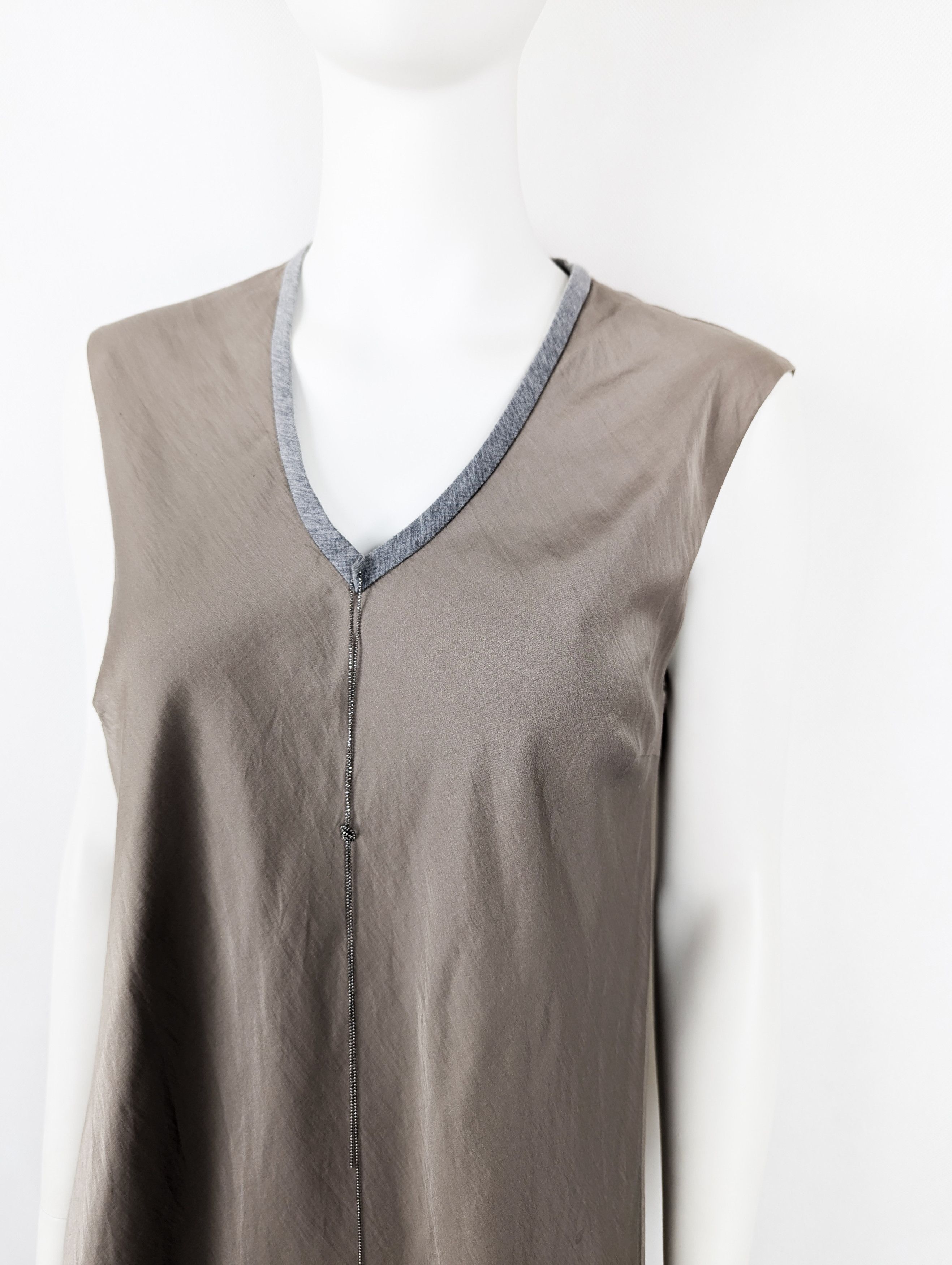 Brunello Cucinelli Brunello Cucinelli grey silk dress Size L / US 10 / IT 46 - 3 Thumbnail