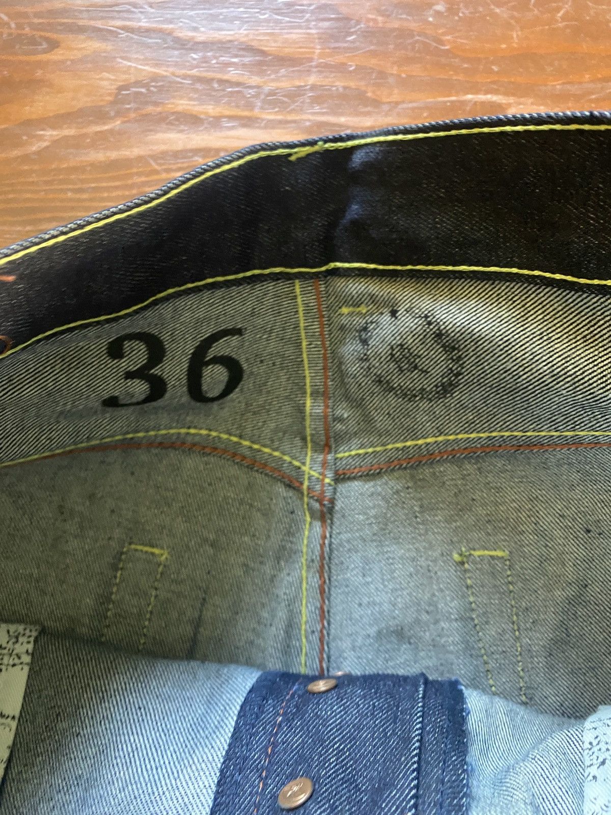 RMC Jeans Red Monkey Company Embroider Wide Denim Jean Short Selvedge Size US 37 - 12 Thumbnail