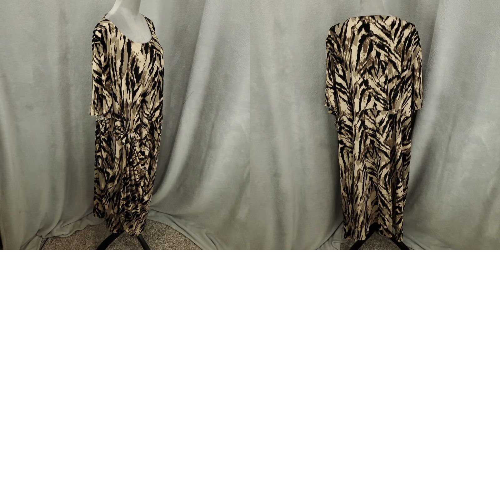 Vintage Maggie Barnes Dress Womens 34W Long Shift Animal Print Ruched Gathered Side Size XXS / US 00 / IT 34 - 8 Thumbnail