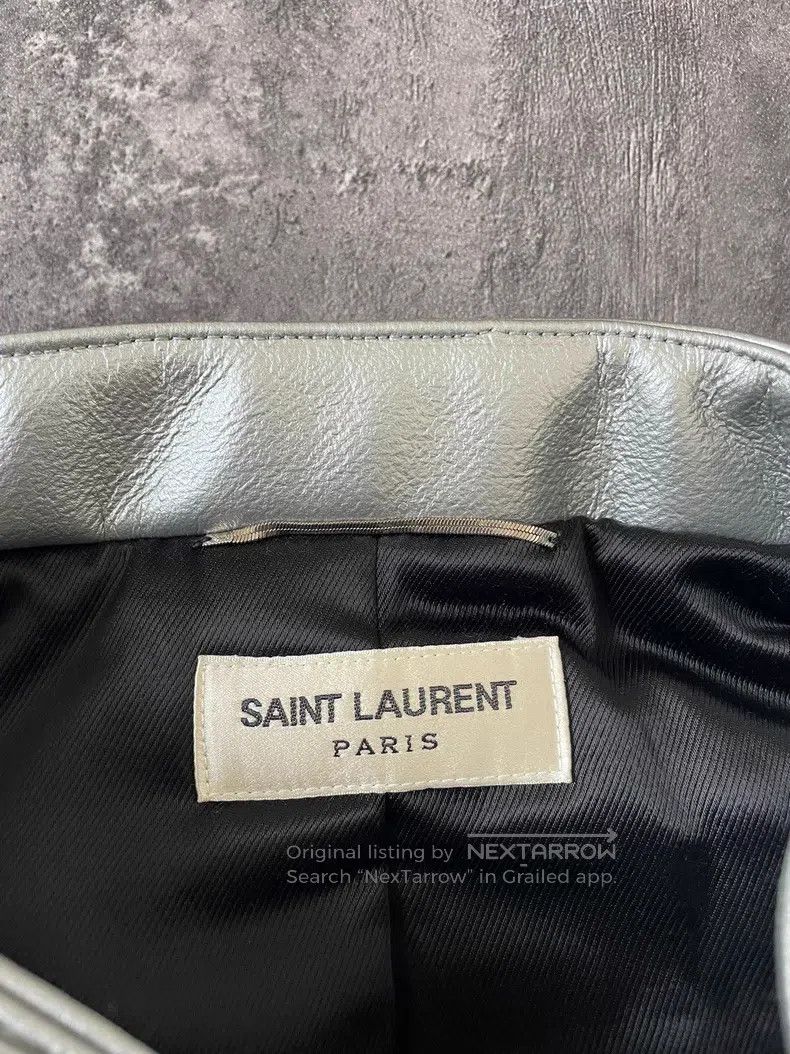 Saint Laurent Paris Saint Laurent Paris Silver Lamb Leather Zip-Up Biker Jacke Size US M / EU 48-50 / 2 - 7 Thumbnail