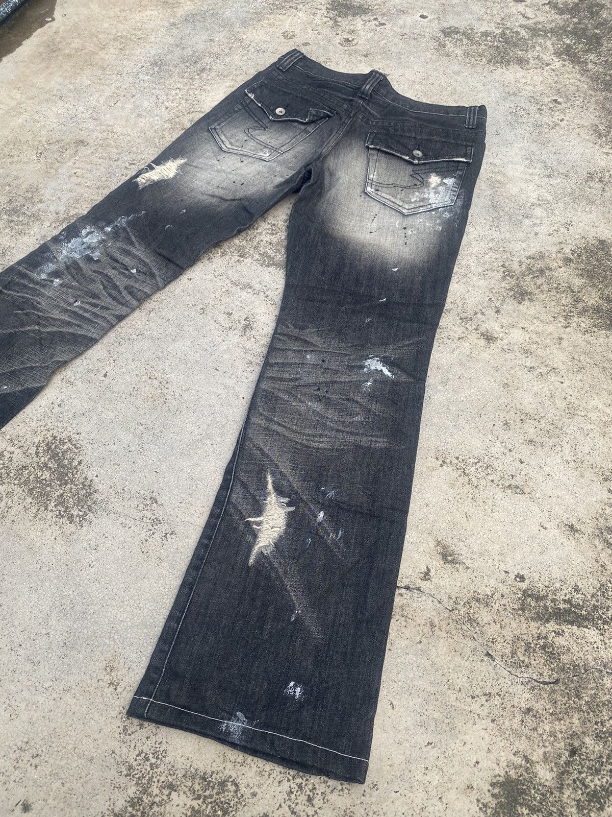 Japanese Brand Flare Jeans Semantic Distressed Boro Painted Bootcut Size US 32 / EU 48 - 15 Thumbnail