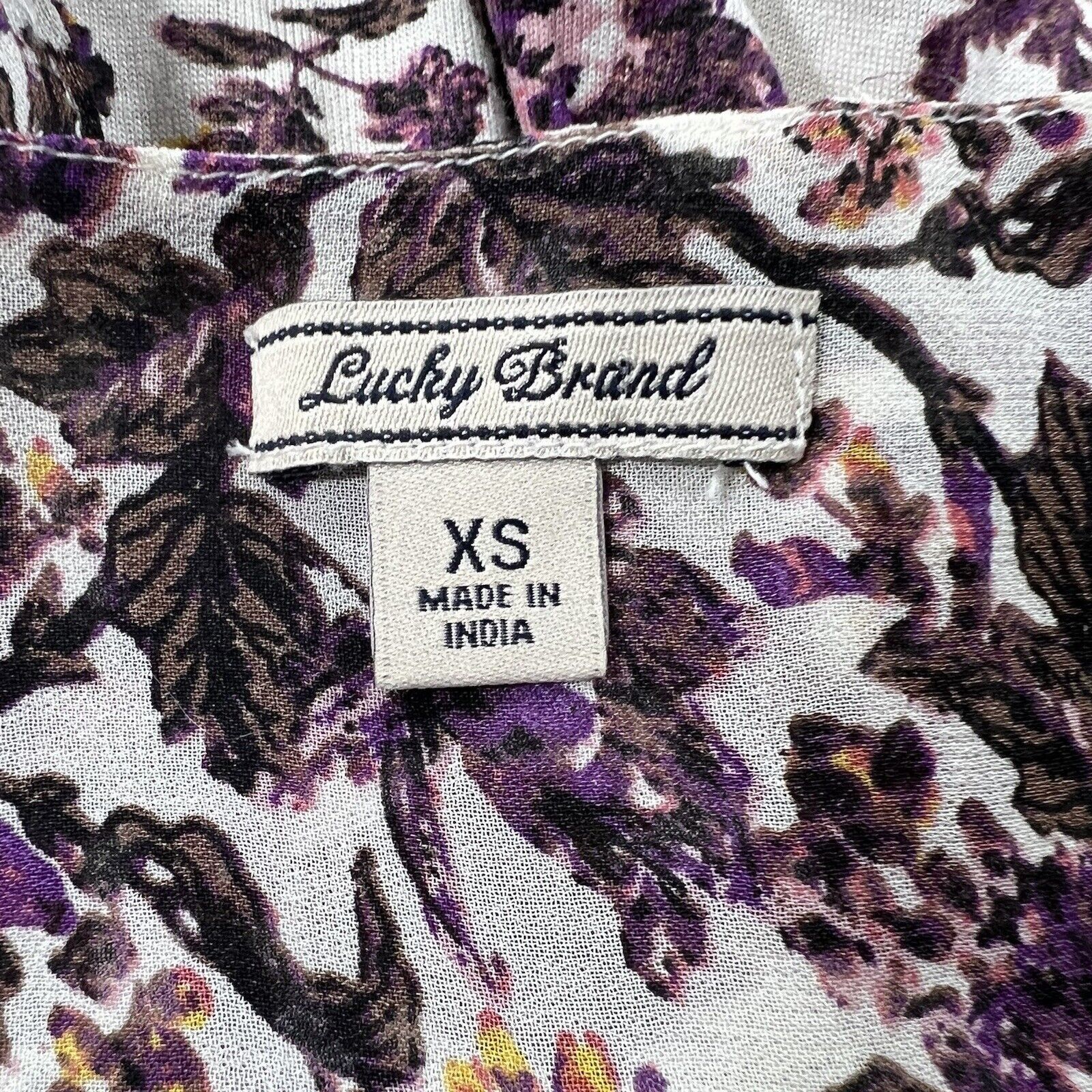 Lucky Brand Lucky Brand Purple Floral Cold Shoulder Layered Top Size XS / US 0-2 / IT 36-38 - 3 Thumbnail